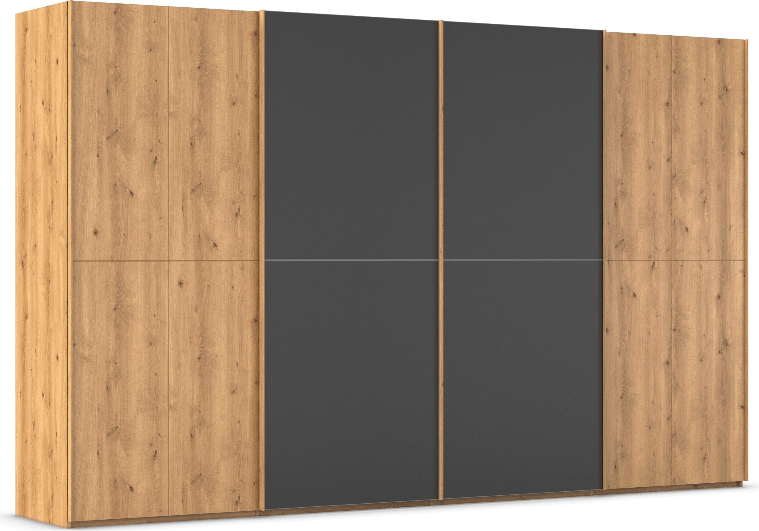 rauch Schuifdeurkast Kledingkast kast garderobe slaapkamerkast SCALE-WOOD edel gesplitste front in massief takken eiken met glazen deuren made in