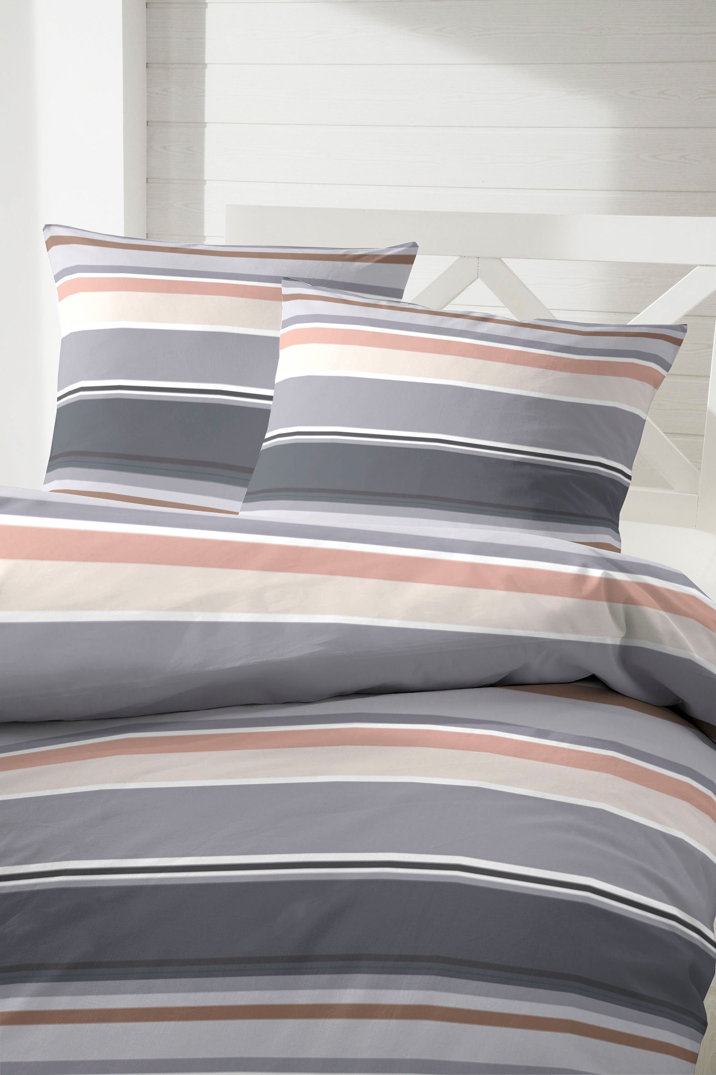Primera Overtrekset Late Summer Stripe met moderne strepen in frisse kleuren (2-delig)