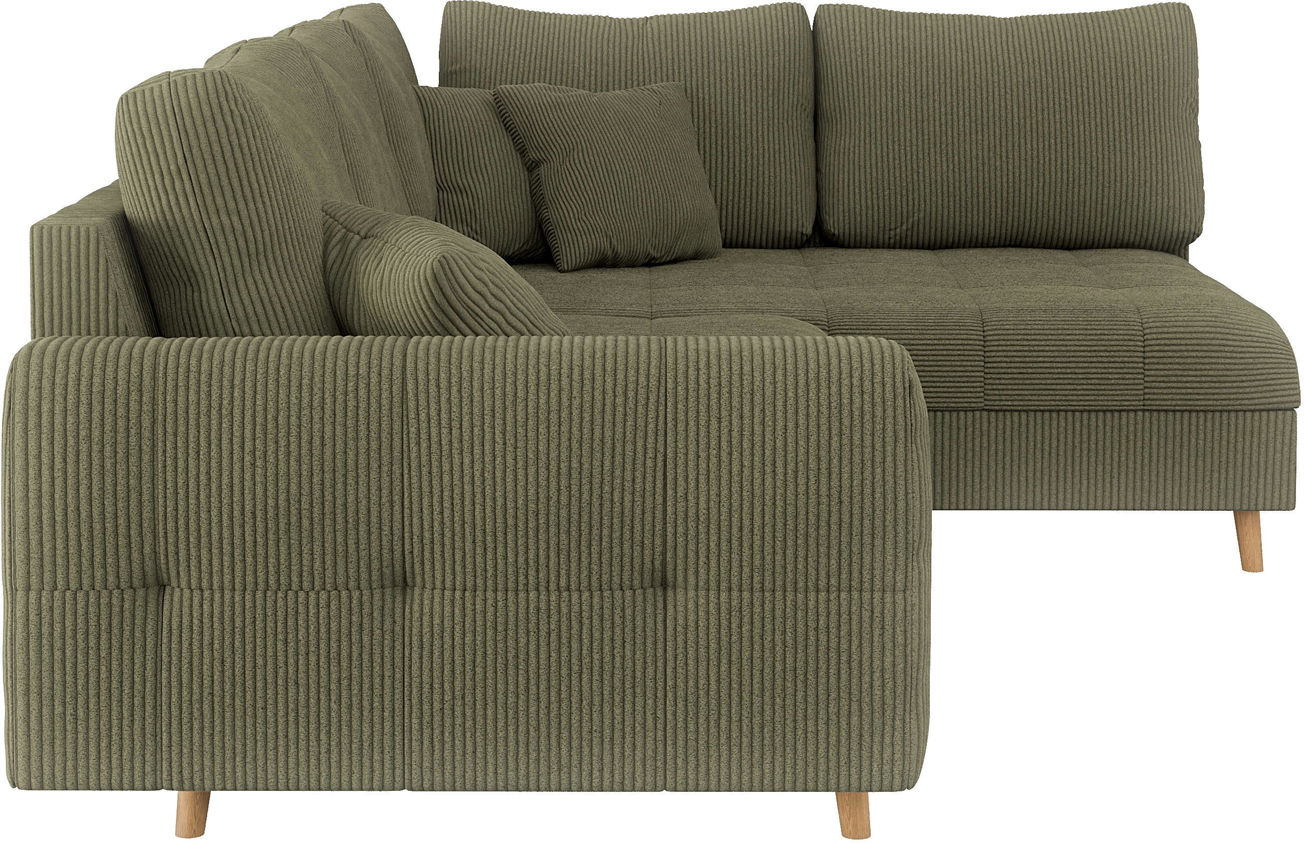 Home affaire Hoekbank CHARRE L-vorm met ottomane, afmetingen B/D/H: 231/161/81 cm fijne stiksels, losse rug- en sierkussens, ook in cord en bouclé