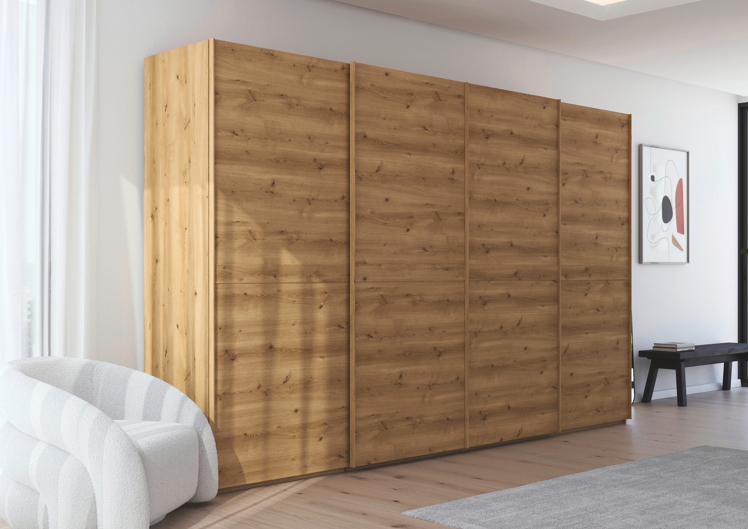 rauch Schuifdeurkast Kledingkast kast garderobe slaapkamerkast SCALE-LINE edel uiterlijk met buikband in corpuskleur decorfront made in germany