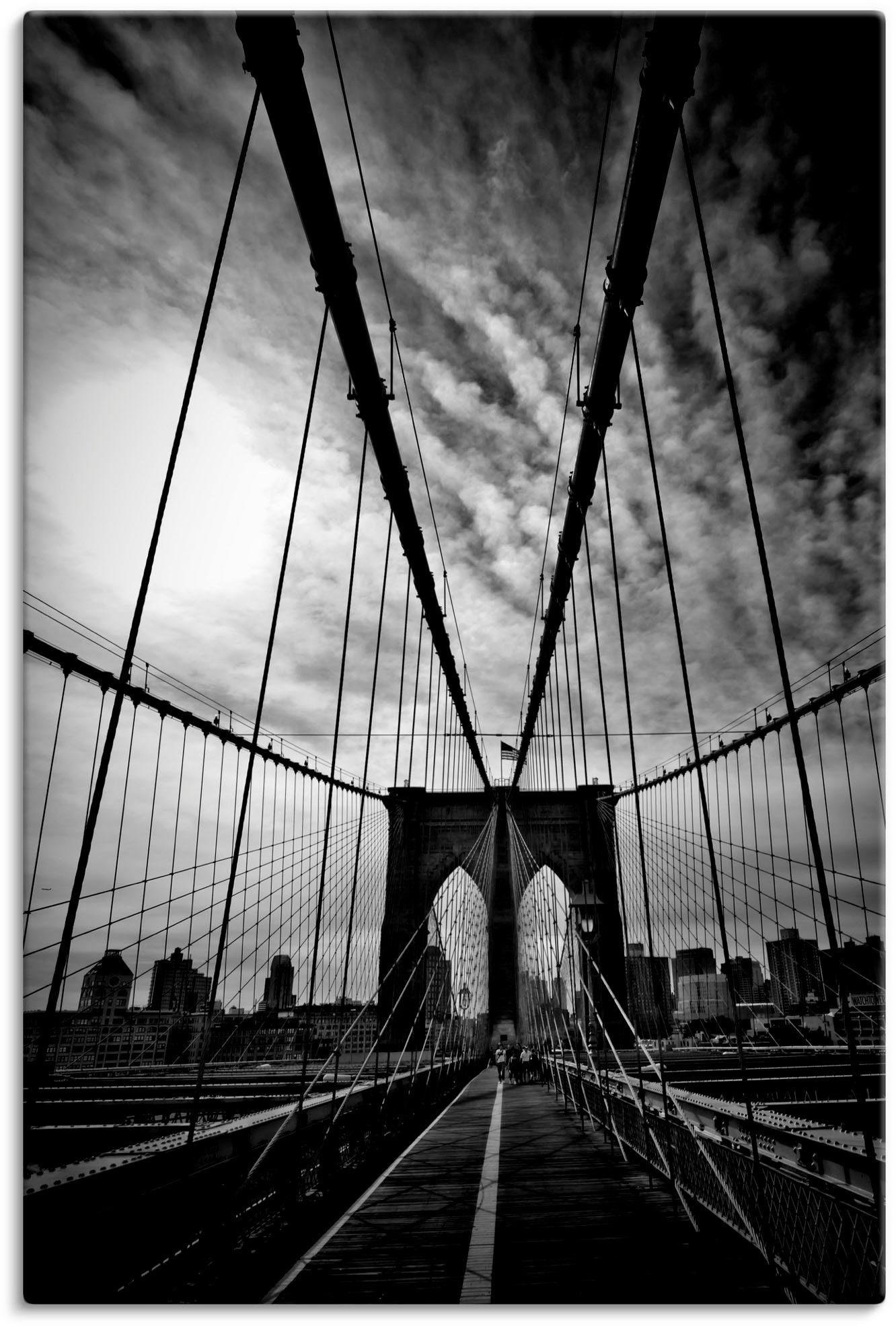 Artland Artprint New York City Machtige Brooklyn Bridge in vele afmetingen & productsoorten - artprint van aluminium / artprint voor buiten, artprint op linnen, poster, muursticker