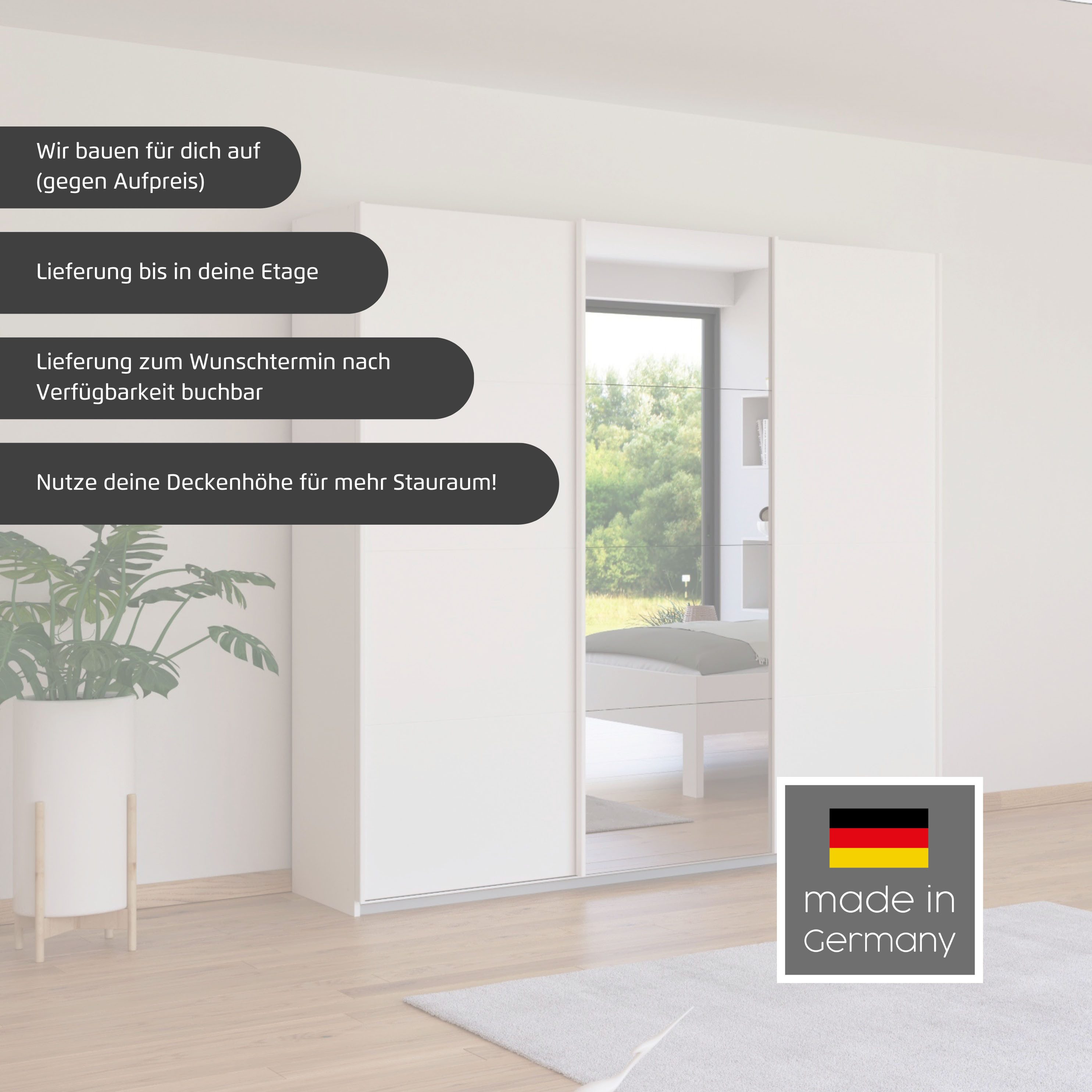 rauch Zweefdeurkast Oteli incl. passe-partout optioneel met verlichting