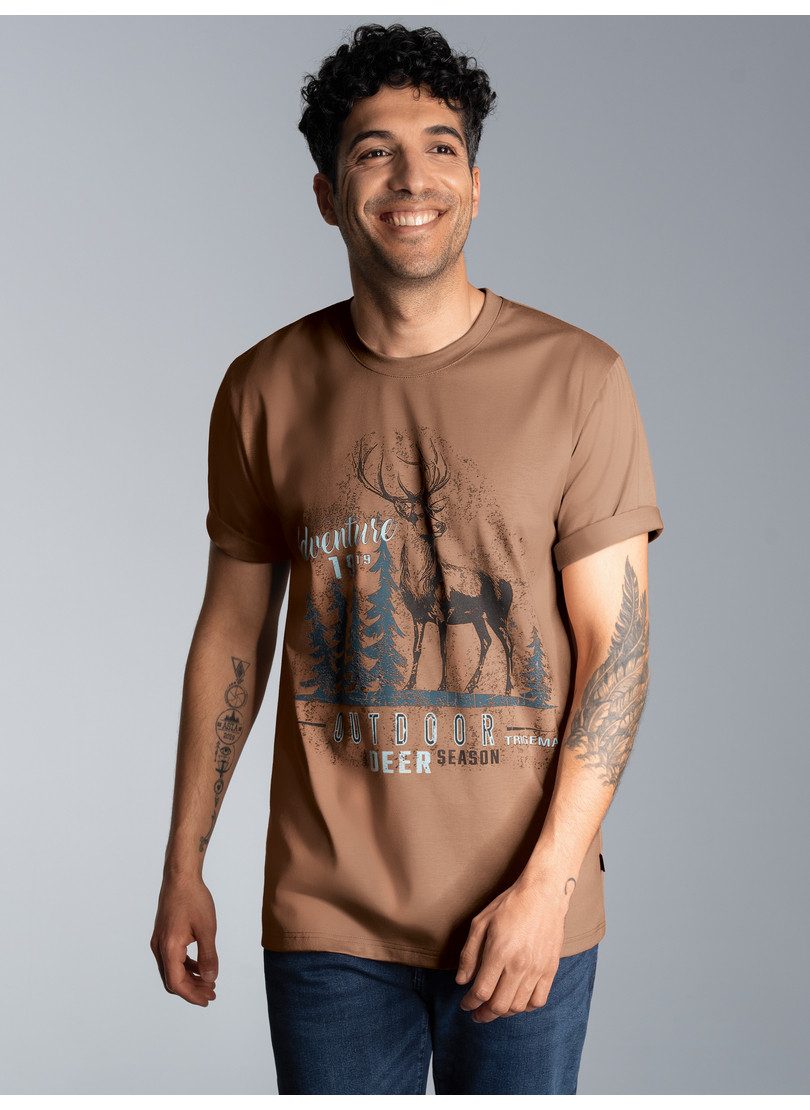 Trigema T-shirt TRIGEMA T-shirt met grote hert-print (1-delig)