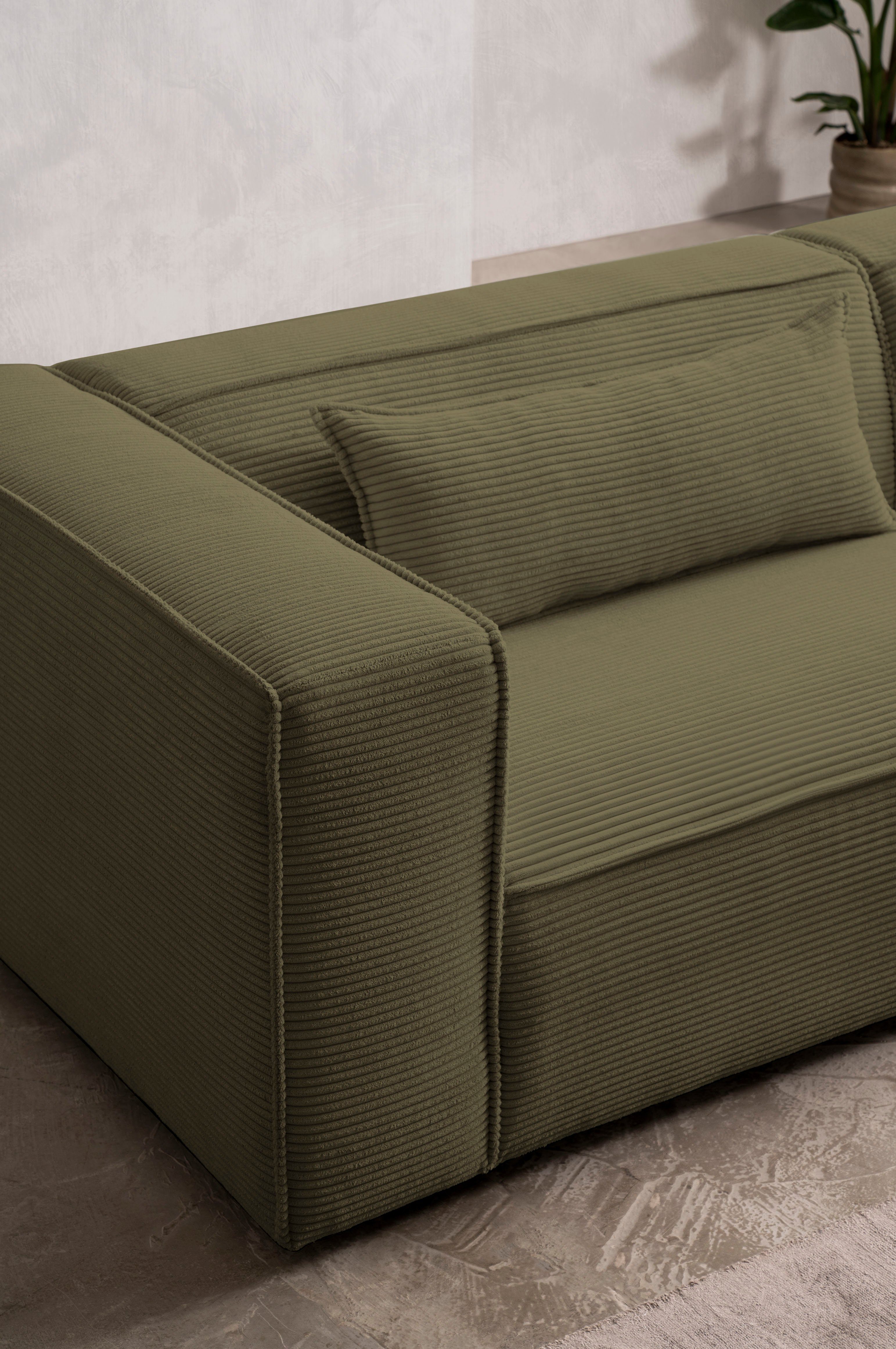 LeGer Home by Lena Gercke 3-zitsbank PIARA, bank met biesnaad, sofa in cord of linnenlook