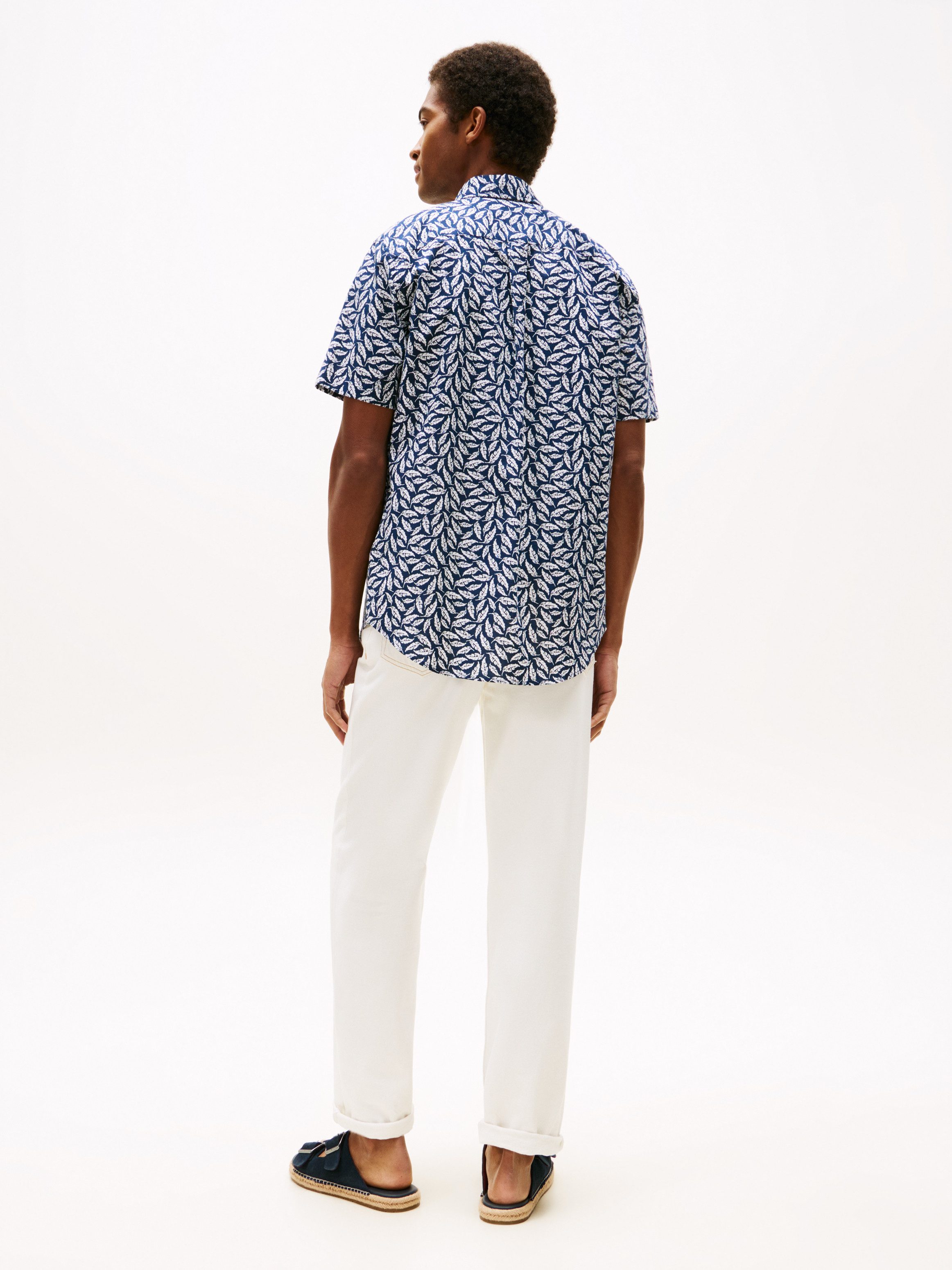 Tommy Hilfiger Overhemd met korte mouwen LINEN BLEND PRINT S/S RF SHIRT modieuze print, met linnen aandeel