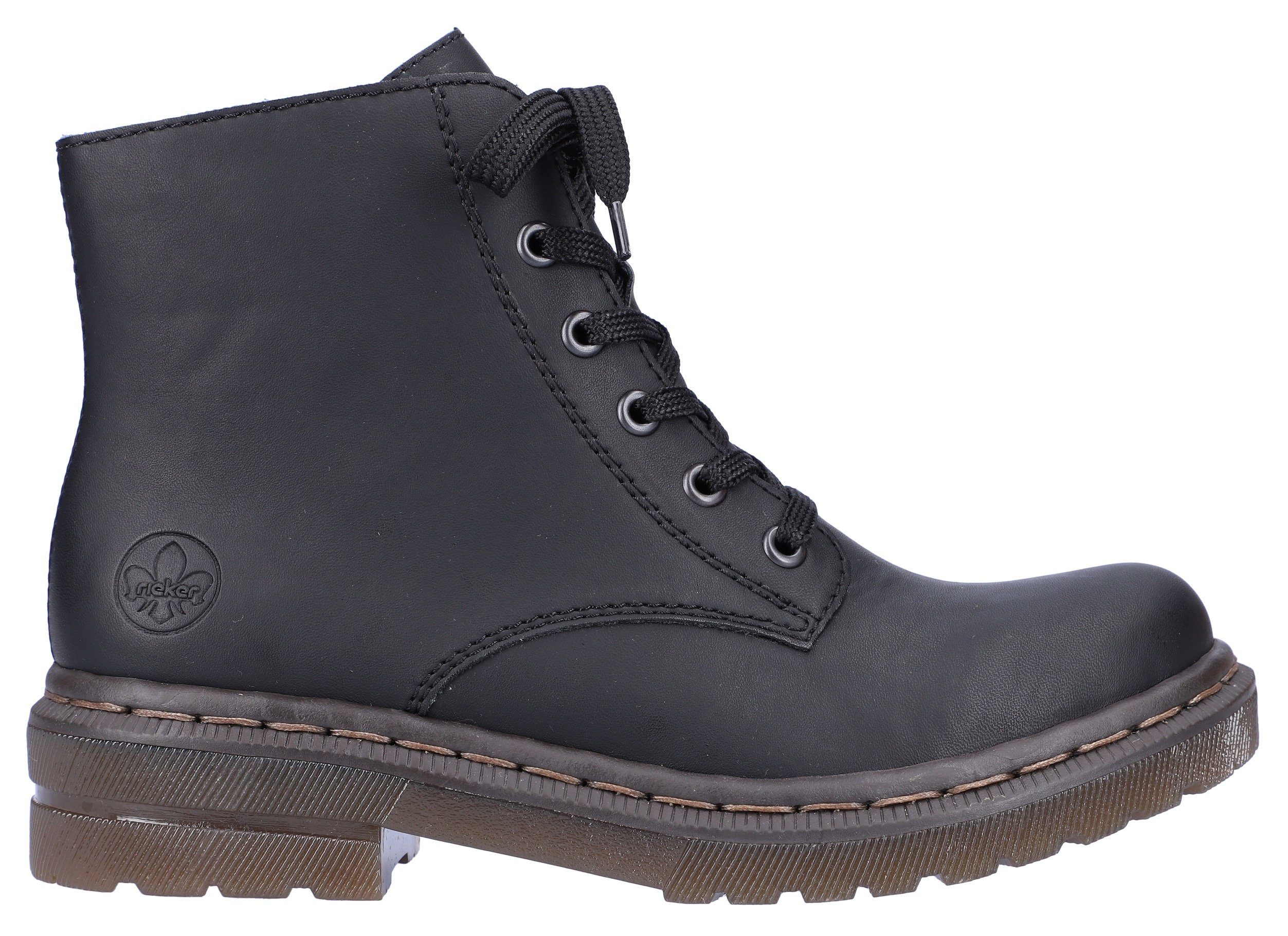 Rieker Hoge veterschoenen veterschoen, blokhak, met logo-embossing
