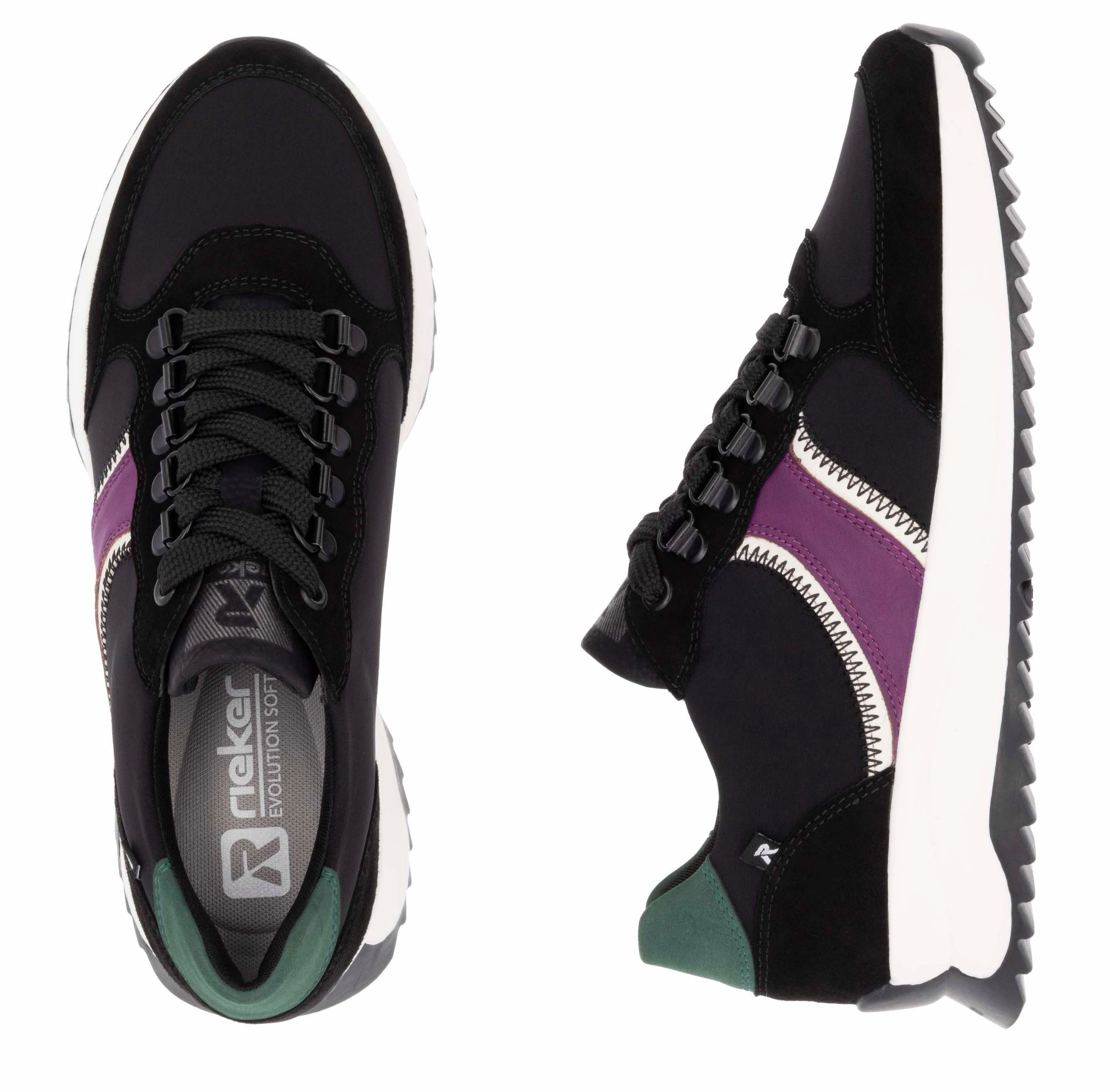 Rieker EVOLUTION Sneakers , vrijetijdsschoen, lage schoen, veterschoen met modieuze contrasterende afwerkingen
