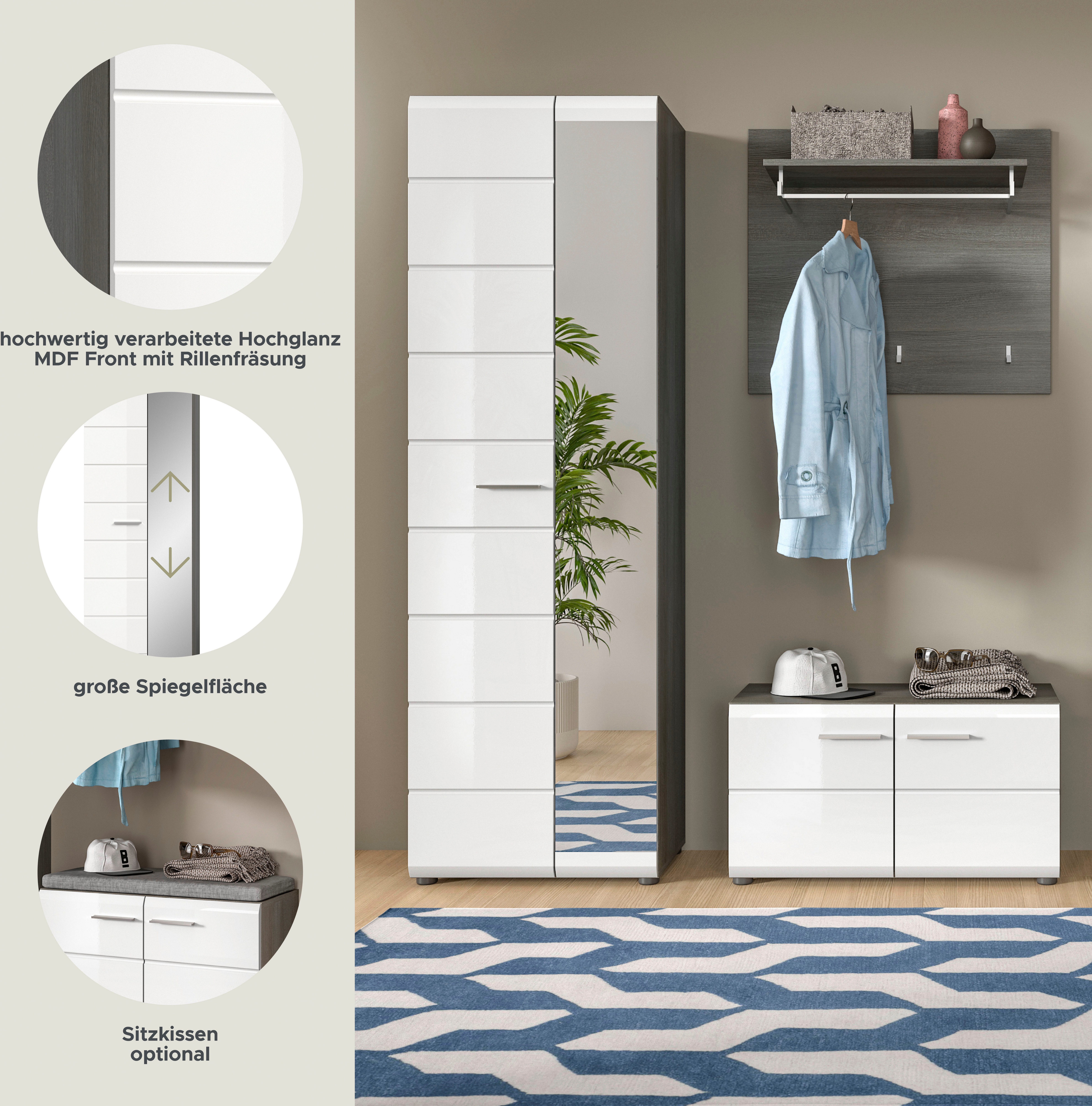 INOSIGN Halmeubelset Rumba, 3-delig, Breedte 155 cm, Hoogglans Front, bestaand uit: (3-delig)