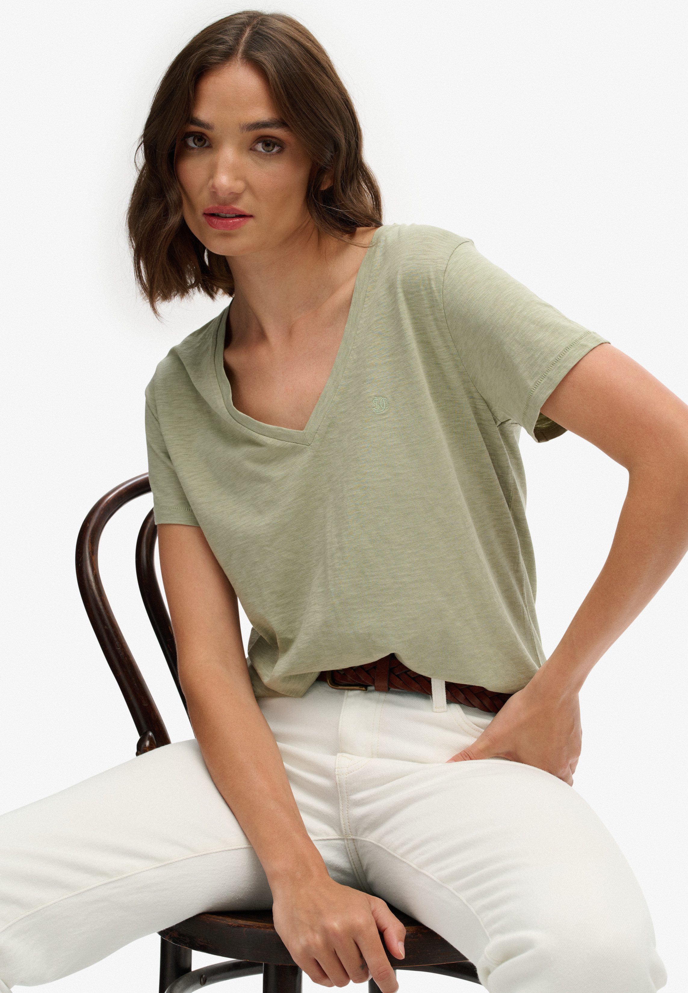 Superdry T-shirt STUDIOS SLUB EMB VEE TEE