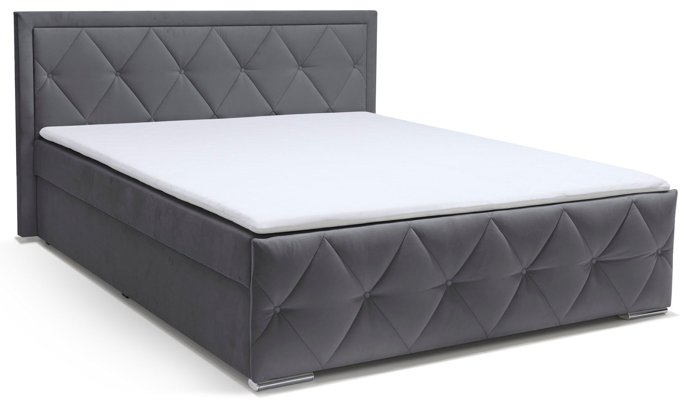Leonique Boxspring Alfie, bestseller! Inclusief bedlade & topper Optioneel met knoopstiksels of strassstenen, H2, H3 en H4 verkrijgbaar