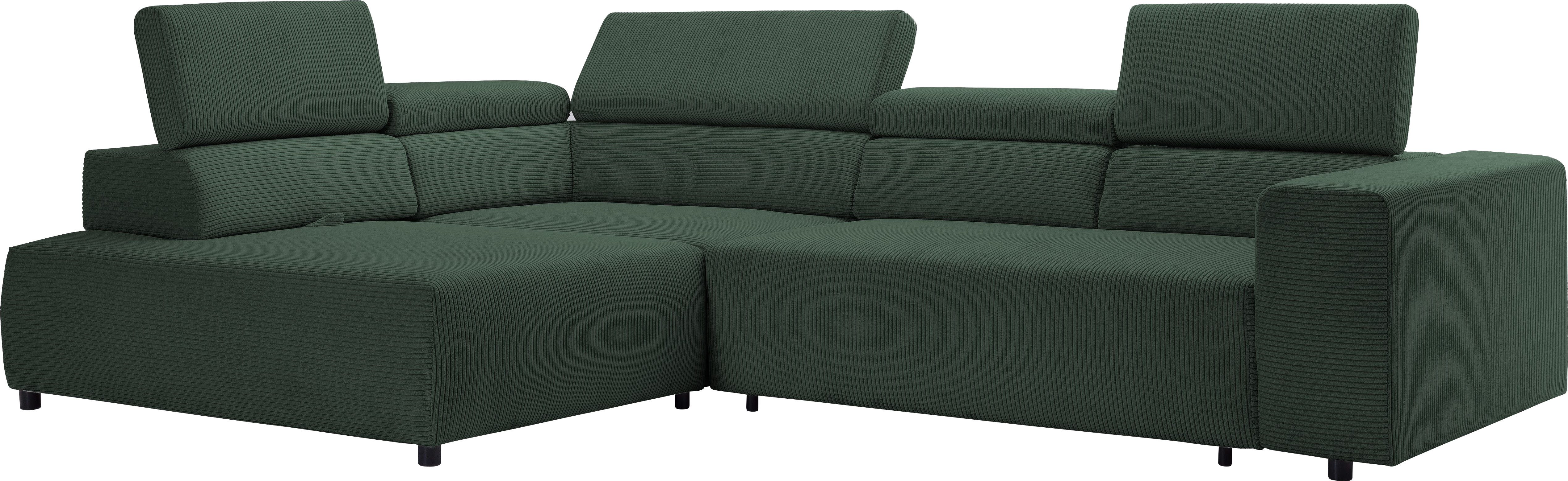 exxpo - sofa fashion Hoekbank VITTORIO met comfortfuncties, comfortabel en modern, cord, L-vorm incl. hoofdsteun- en zitdiepteverstelling, optioneel met bedfunctie