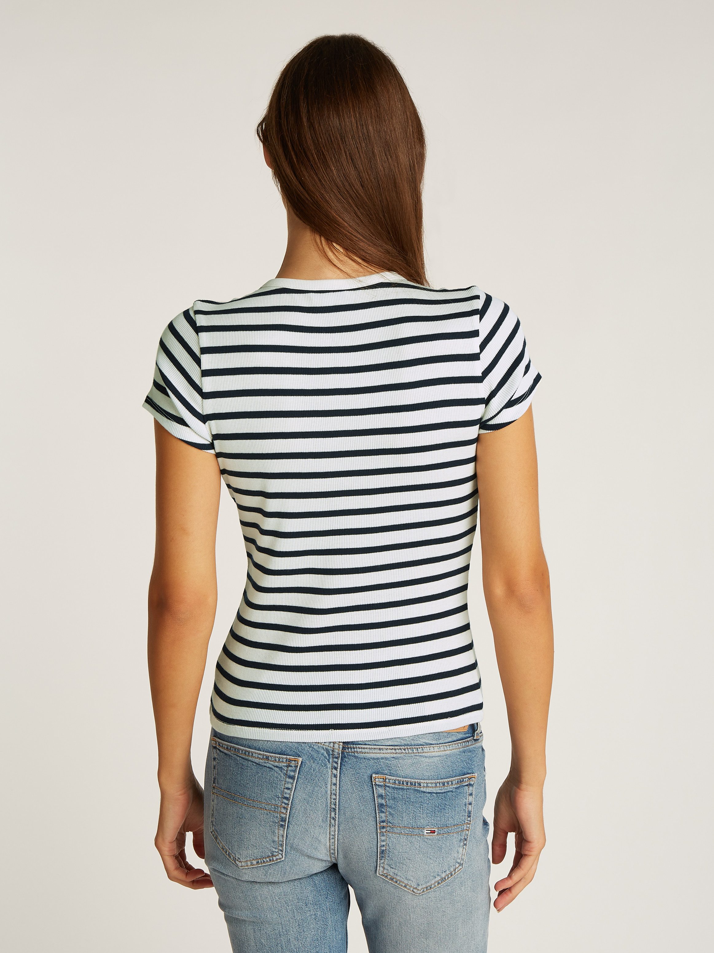 TOMMY JEANS T-shirt TJW SLIM BUTTON RIB C-NECK SS