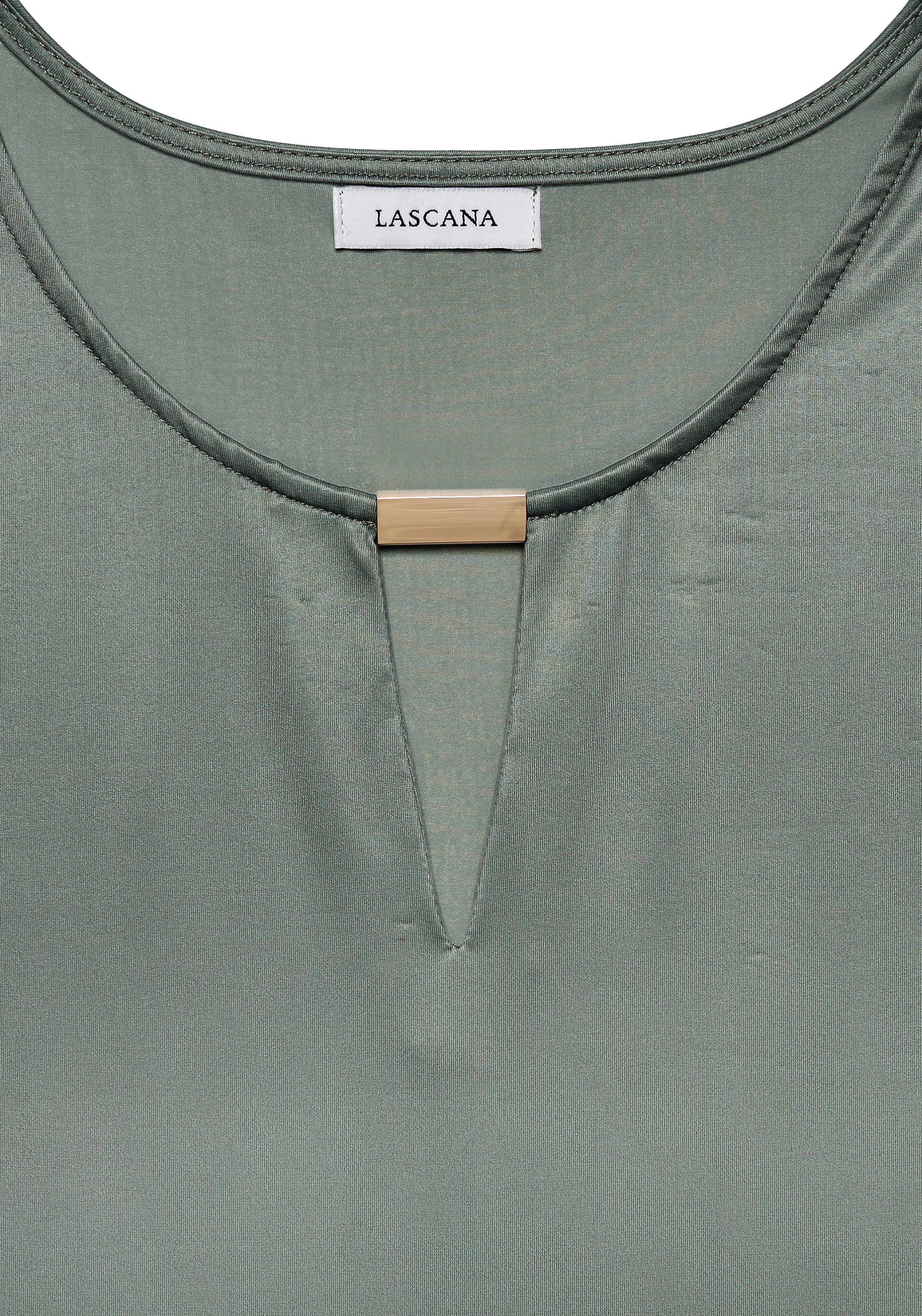 Lascana Tanktop van gladde jerseykwaliteit met cut-out, elegant zomertop, kreukvrij