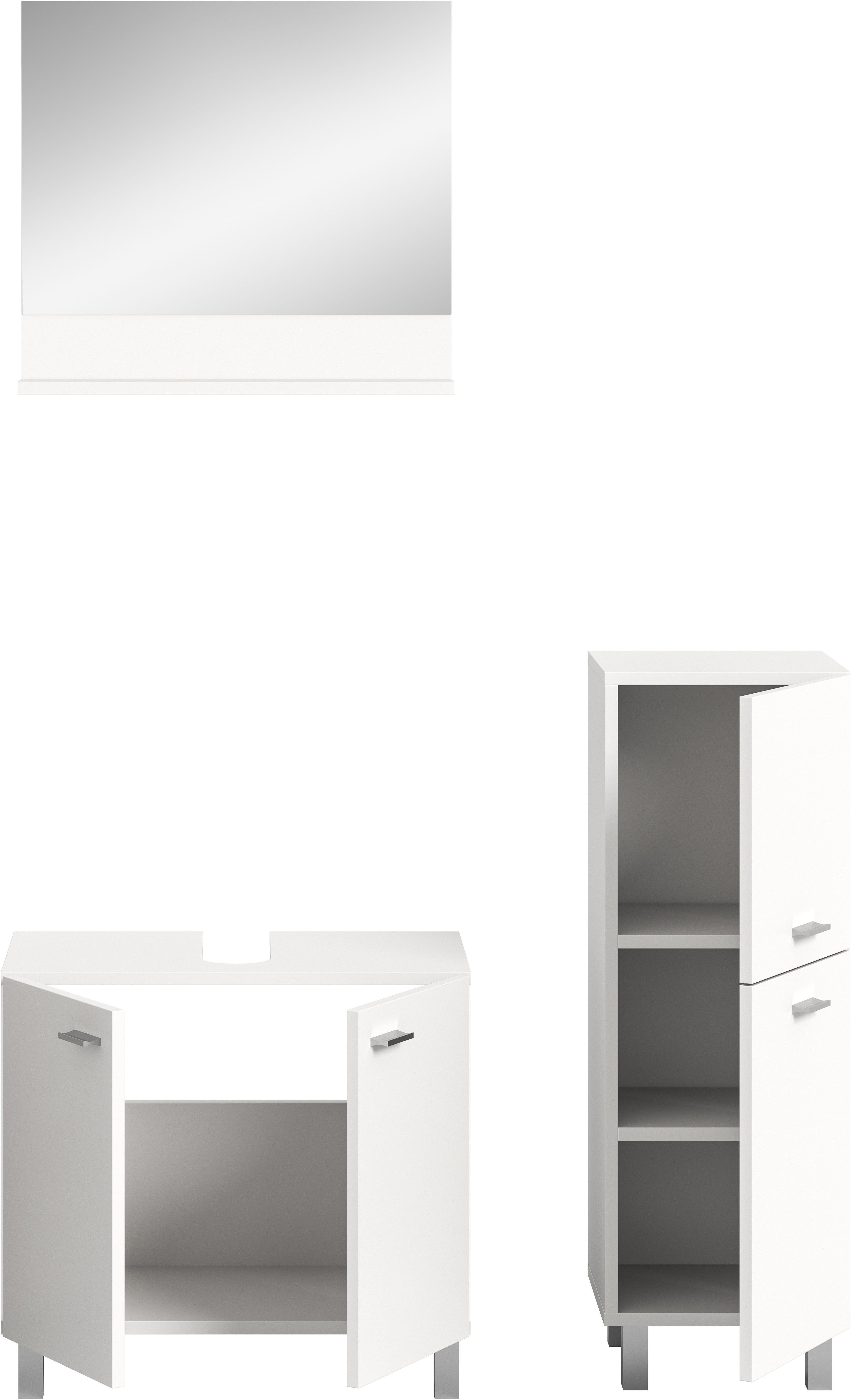 welltime Badmeubelset Tampa, breedte 102cm, 3-delig Wastafelonderkast, spiegel, halfhoge kast (3 stuks)
