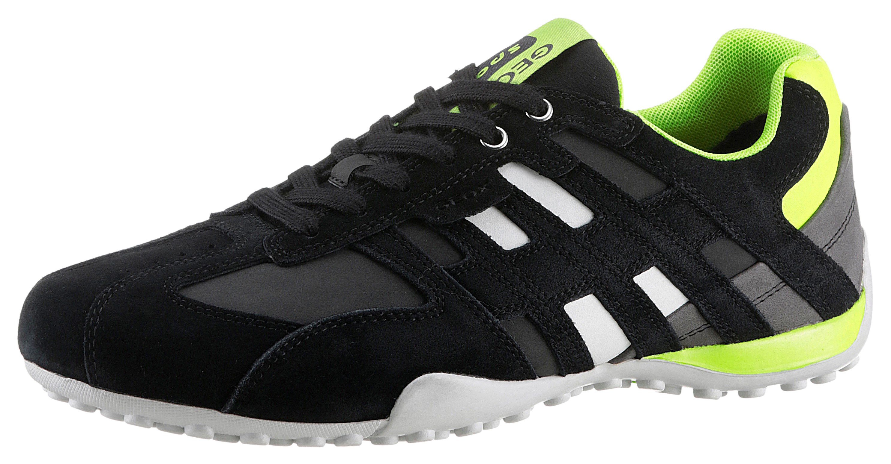 Geox Sneakers UOMO SNAKE A Vrijetijdsschoen, lage schoen, veterschoen met uitneembare binnenzool heren veterschoenen maat 41 zwart