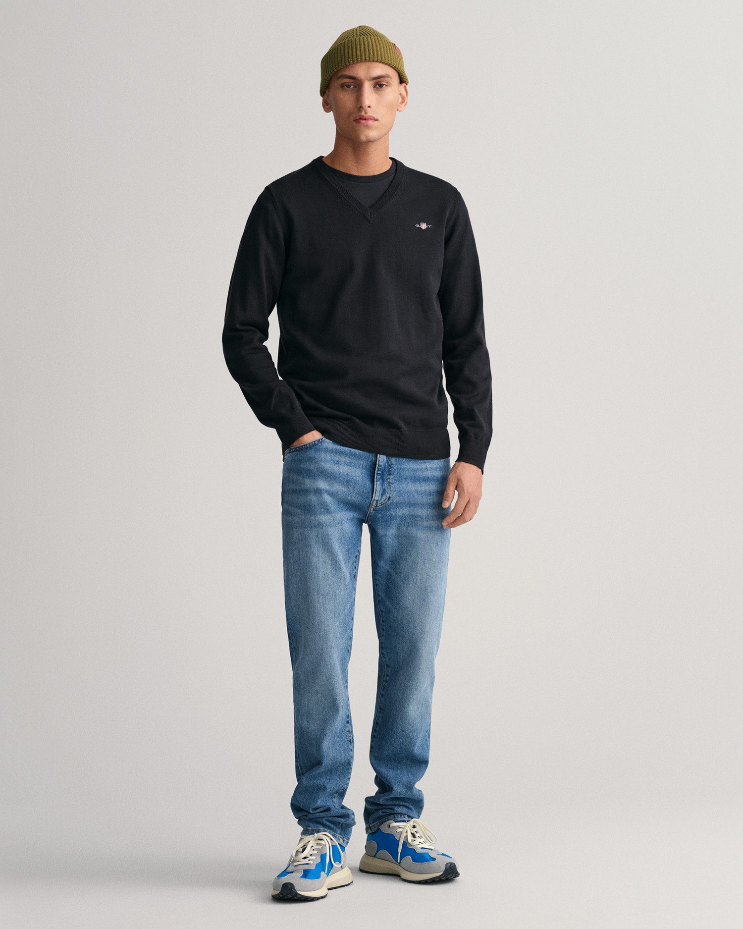 Gant Trui met V-hals CLASSIC COTTON V-NECK Premium gebreide jersey van zacht 100% katoen, overgangstrui