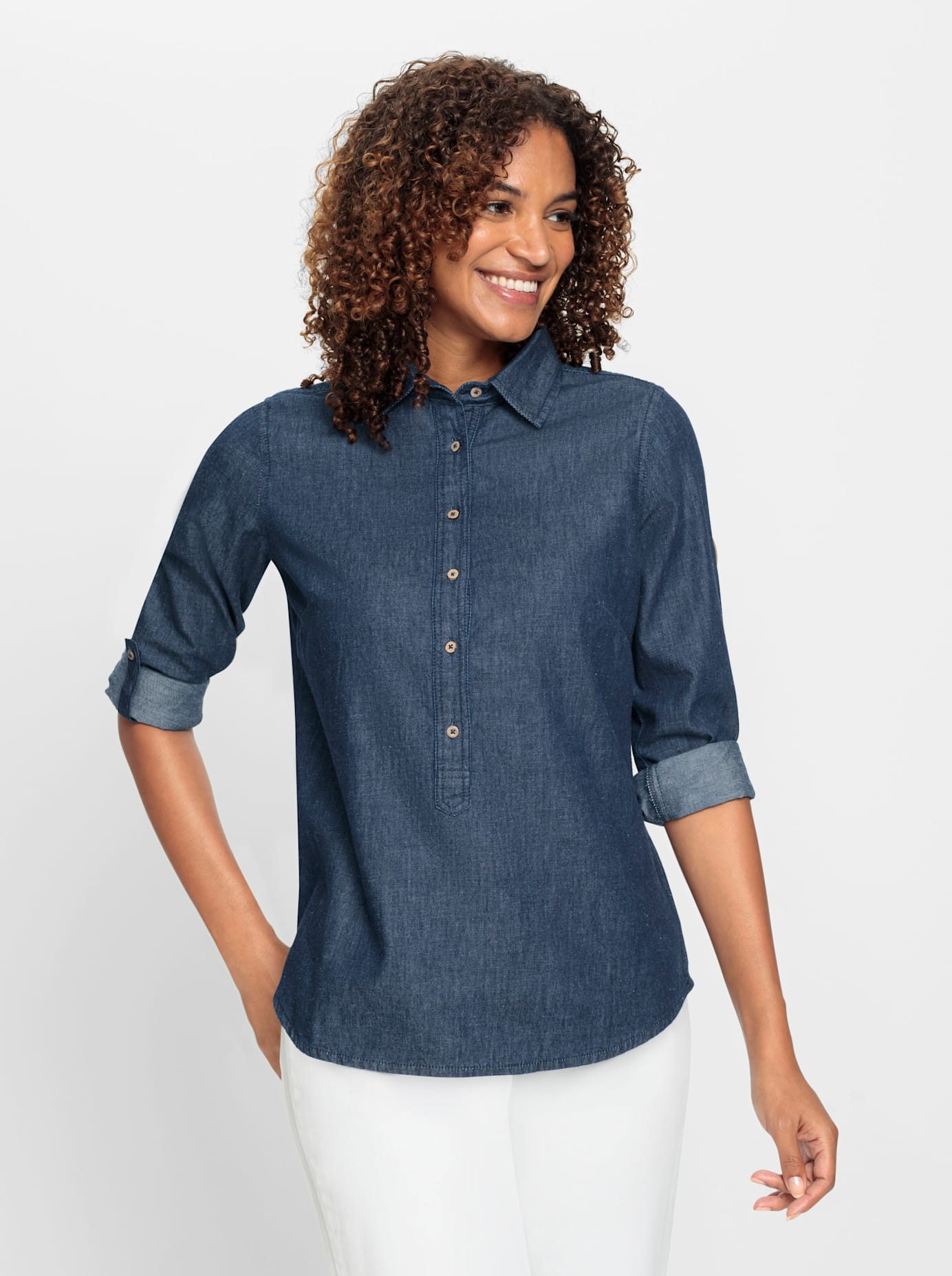 Casual Looks Jeans blouse dames spijkerblouses maat 52 blauw