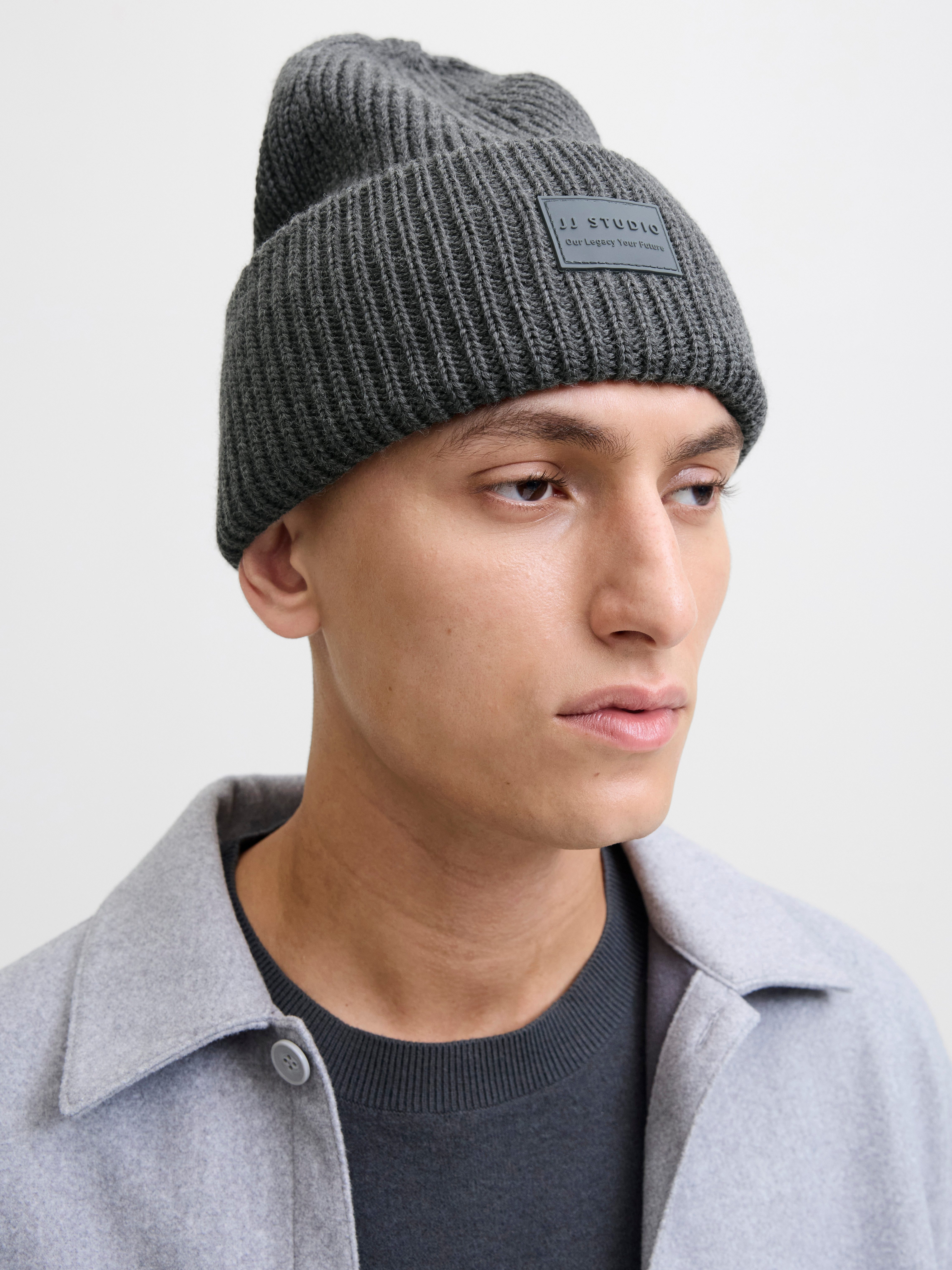 Jack & Jones Beanie JACHAKKAI – Gebreide muts met hoog katoengehalte, riblook