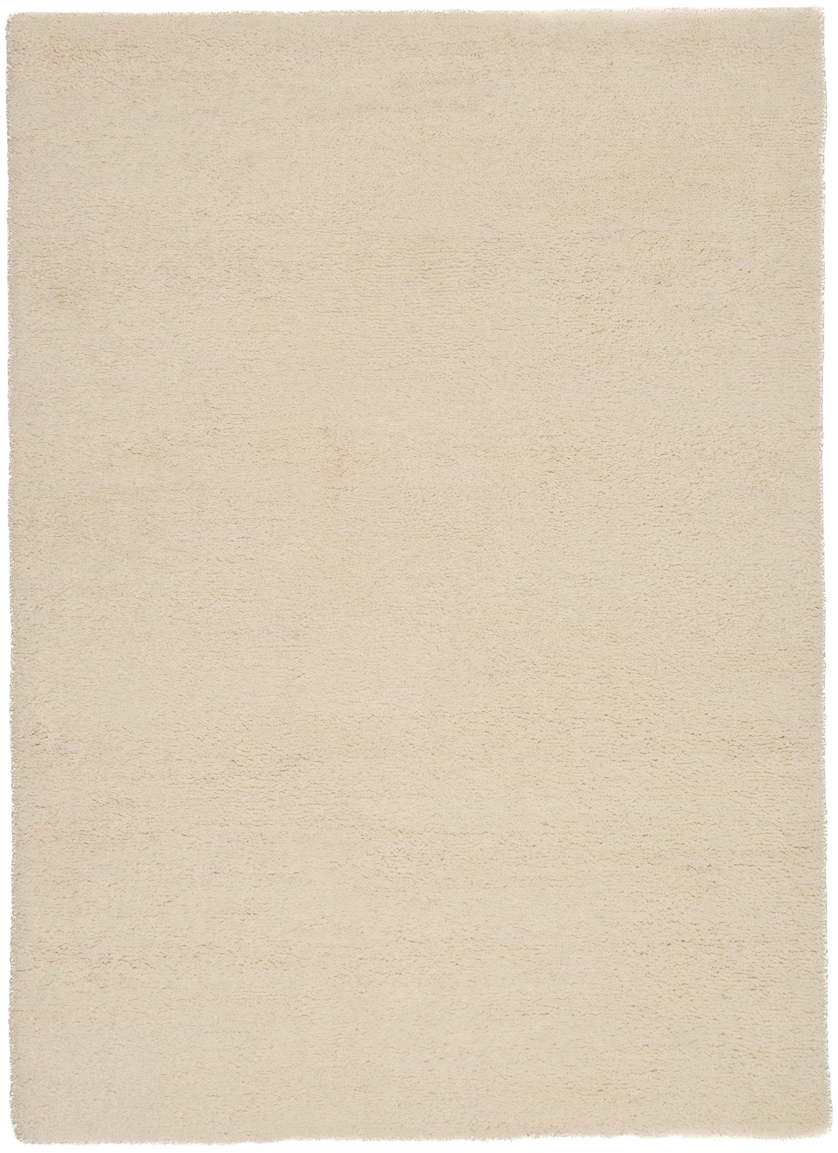 THEKO Wollen kleed Hadj uni echt berber-vloerkleed, zuivere wol, mêlee, met de hand geknoopt wollen vloerkleden maat 200 cm x 300 cm x 25 mm wit