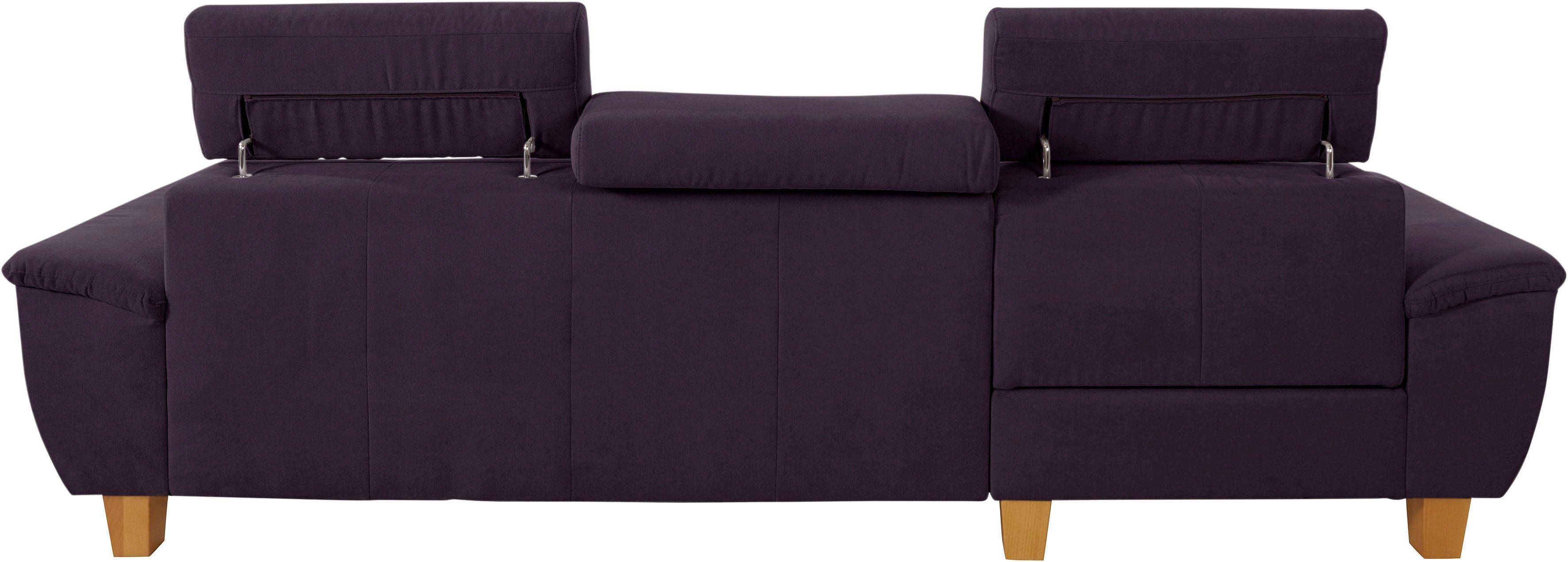exxpo - sofa fashion Hoekbank Enya, uitgebreide afwerking, hoog zitcomfort, comfortabel, L-vorm inclusief verstelbare hoofdsteun, naar keuze met slaapfunctie en bedkist