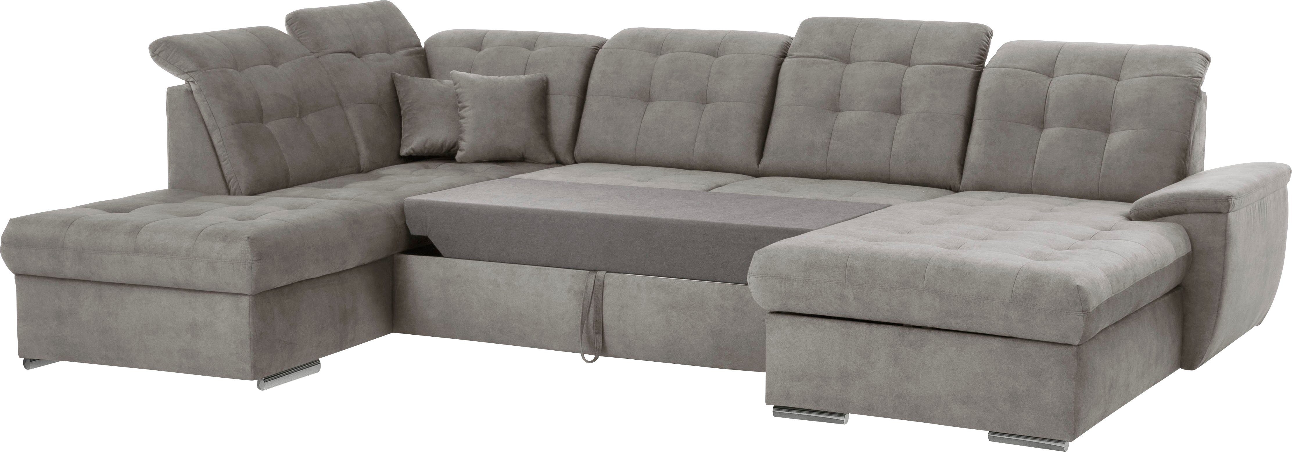 exxpo - sofa fashion Zithoek Durango, uitgebreide zit- en rugverwerking, comfortabel, U-vorm inclusief verstelbare hoofdsteun, naar keuze met slaapfunctie en bedkist (4-delig)