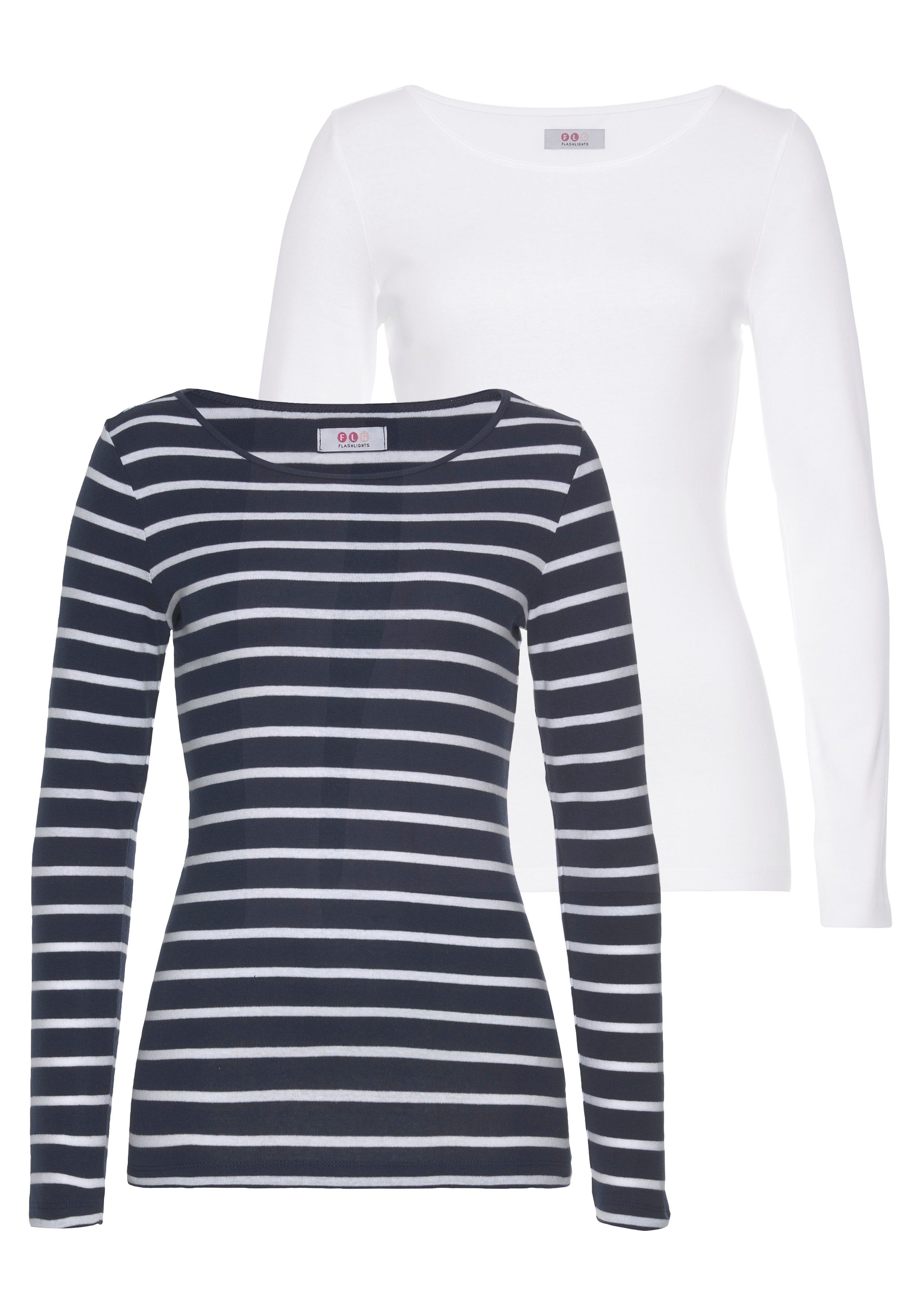 Flashlights Shirt met lange mouwen Lange mouwen, zeer figuurvolgende snit, van 100% katoen...