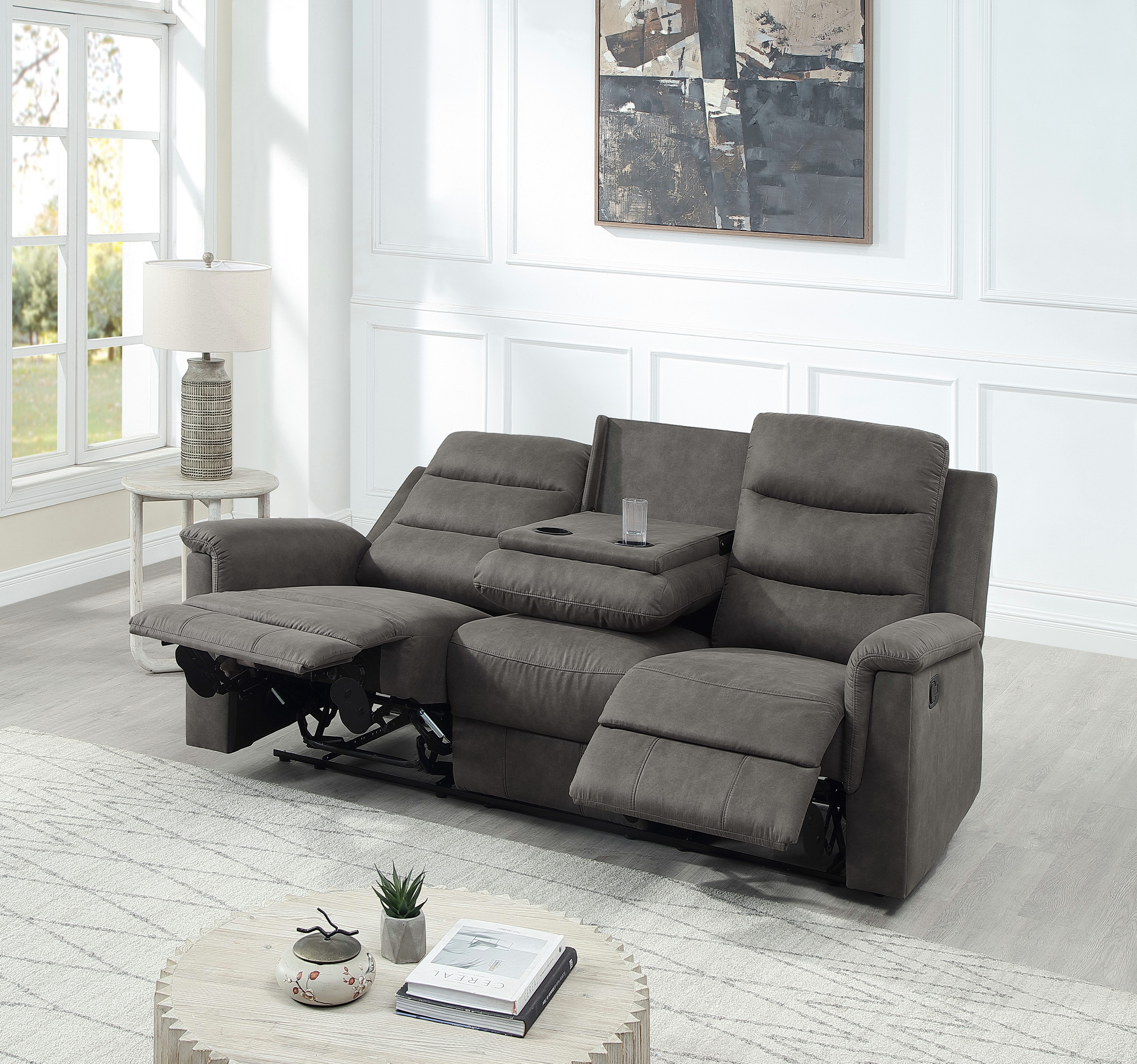 ATLANTIC home collection 3-zitsbank Cliff met 2 relaxfuncties Pocketvering en bekerhouders in opklapbare middenconsole