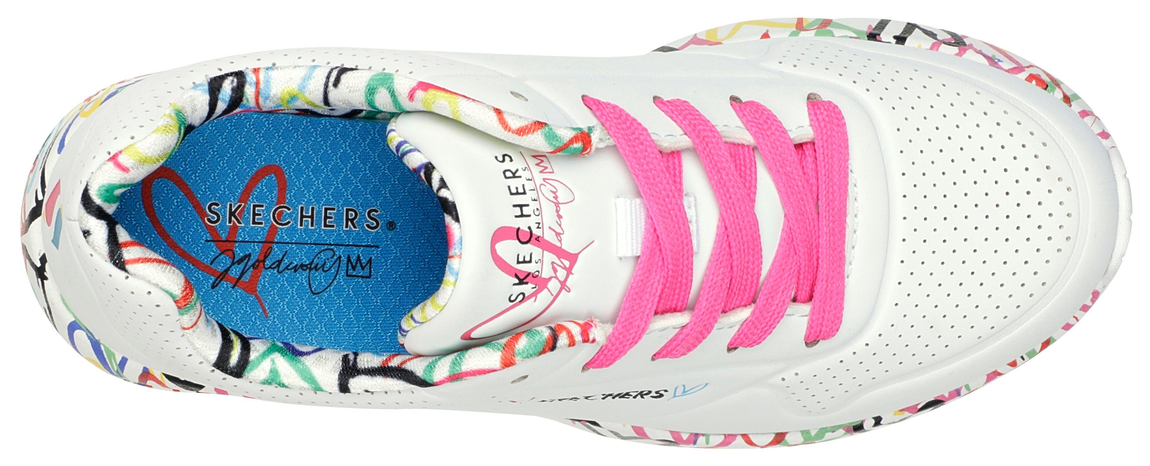 Skechers Sneakers UNO LITE-LOVELY LUV , veterschoen met bedrukte zool, maat sjabloon te downloaden