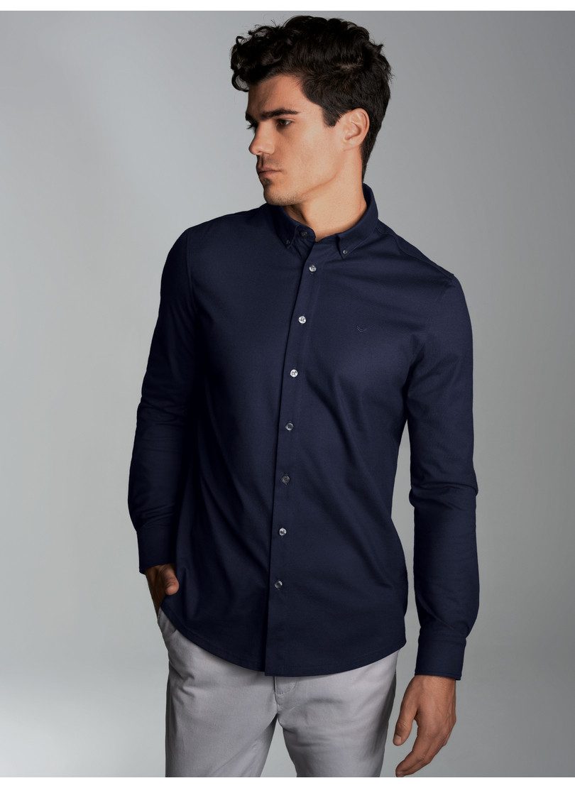 Trigema Poloshirt TRIGEMA business overhemd van DELUXE single jersey (1-delig) heren t-shirts maat XXL blauw