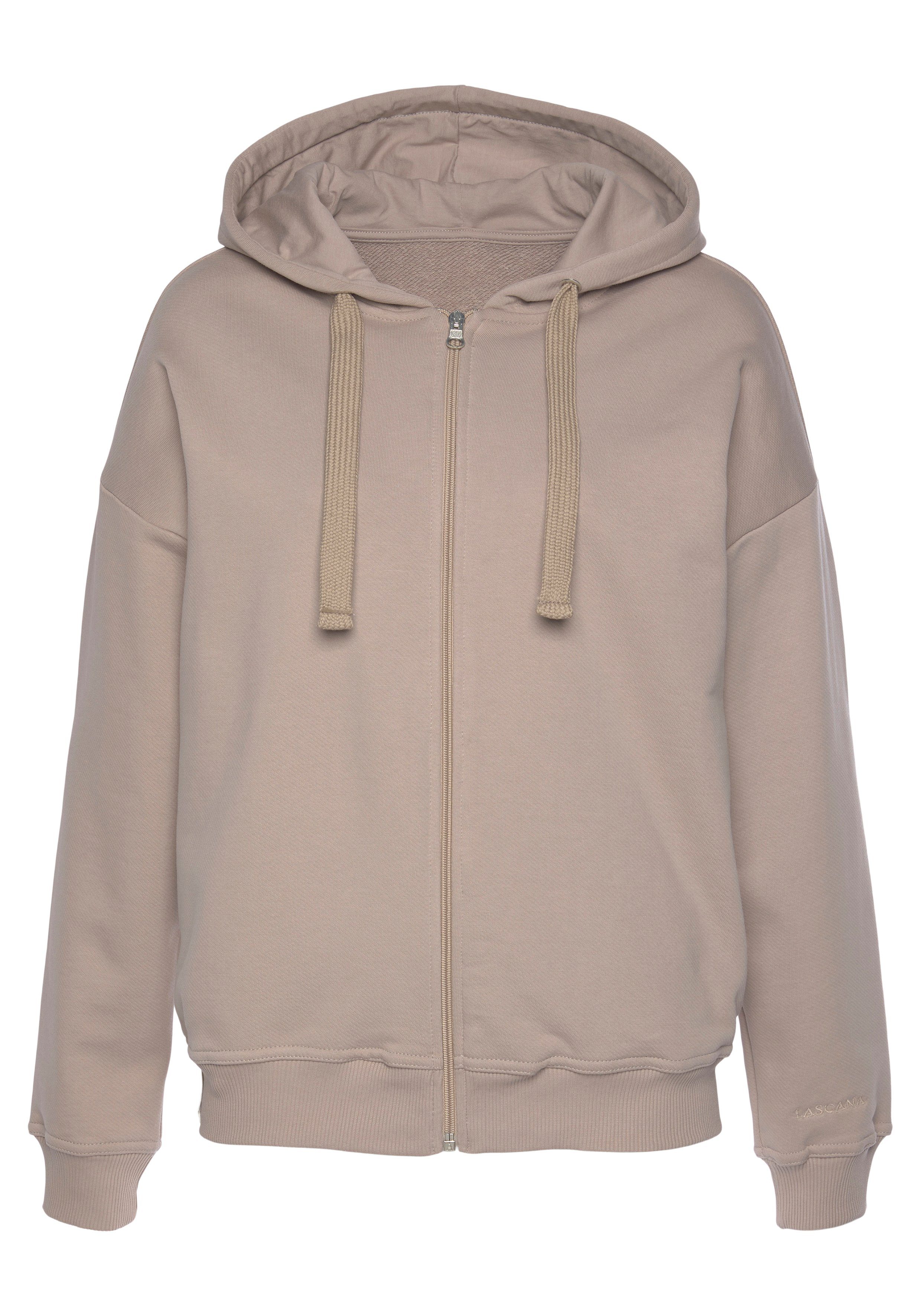 Lascana Sweatvest -lounge jas van biologische katoen, loungewear