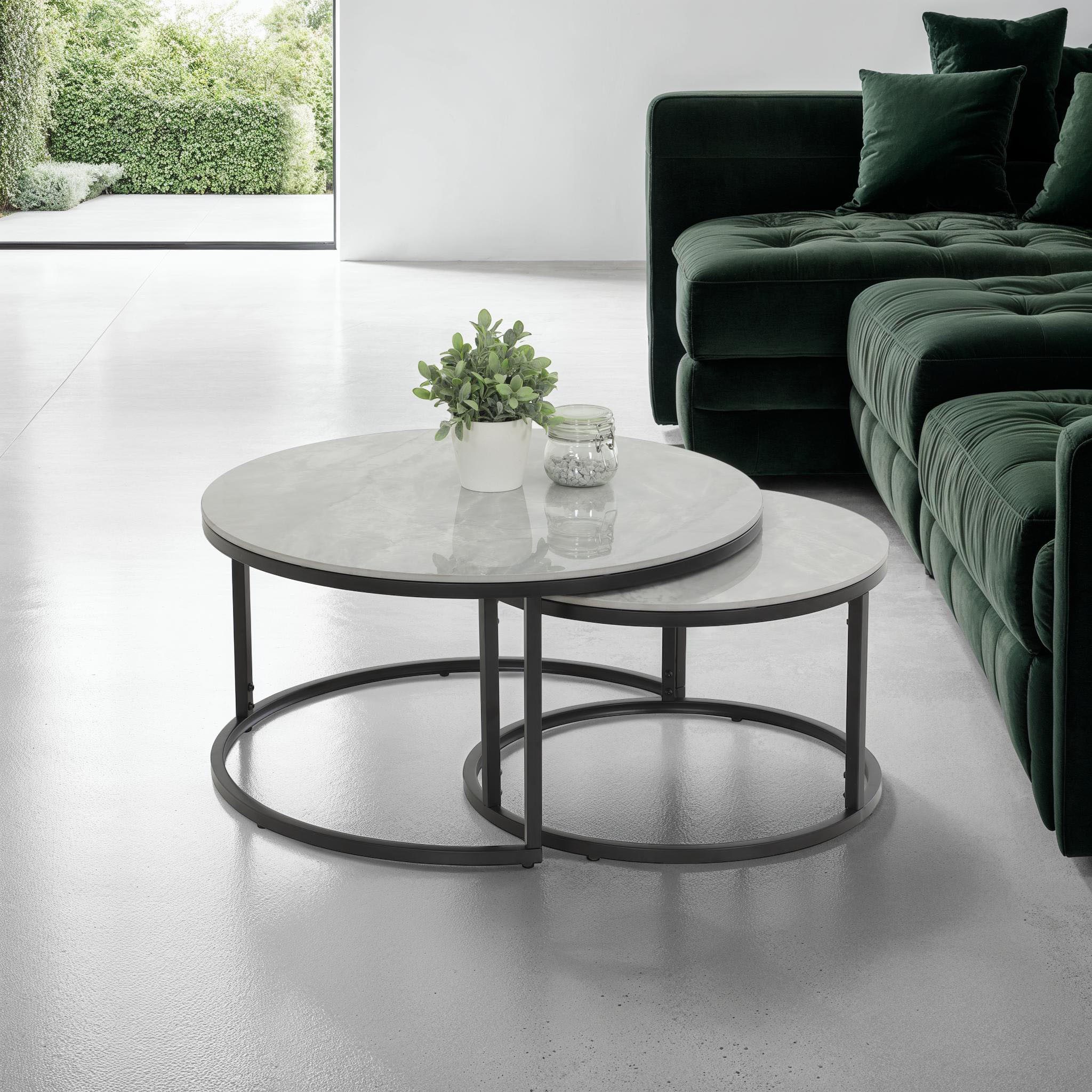 HELA Salontafel LUIS Topseller 2-delige set, 12mm sintersteen, marmerlook, boho salontafel (set, 2 stuks)