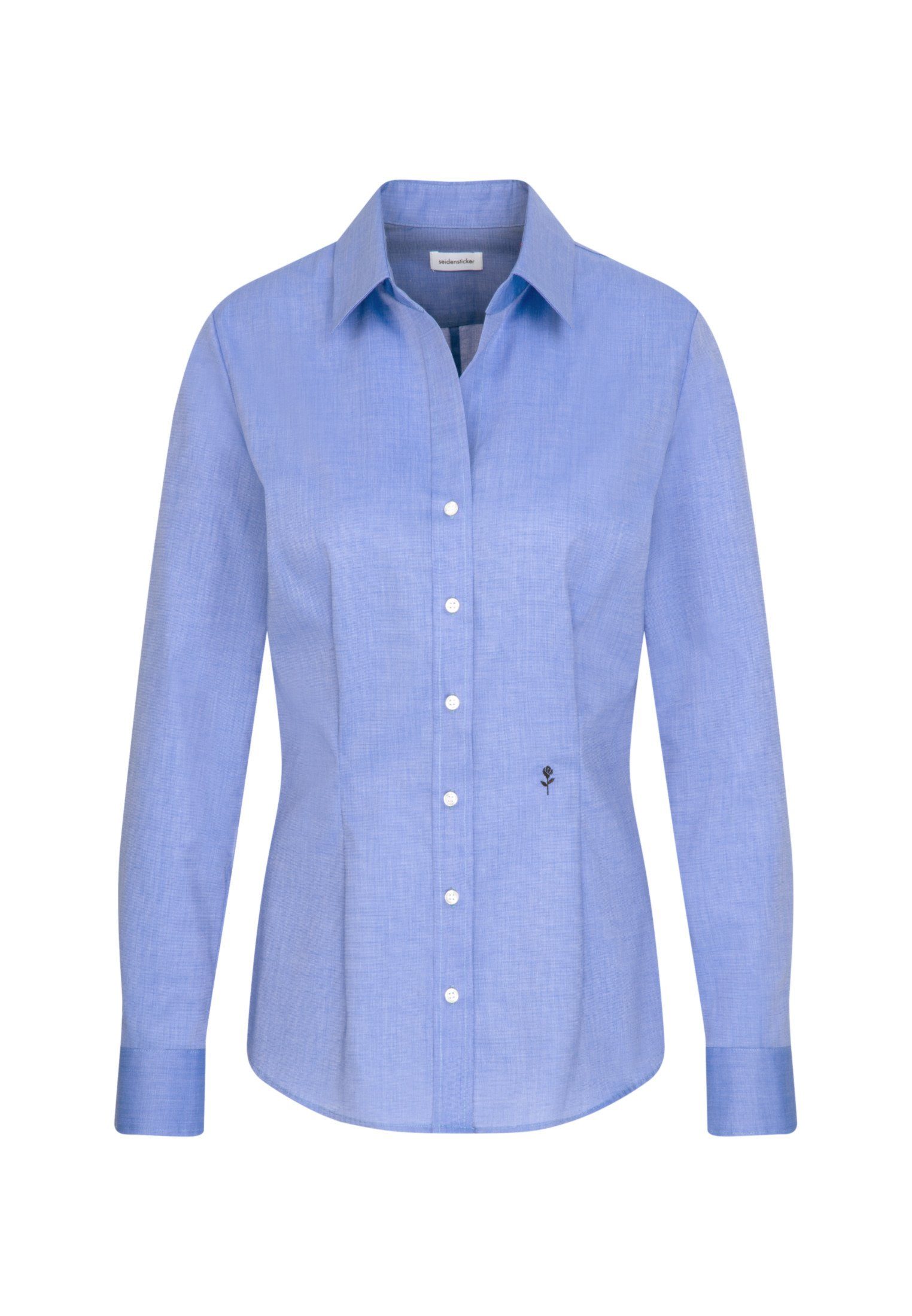 seidensticker Overhemdblouse Zwarte roos Lange mouwen kraag uni