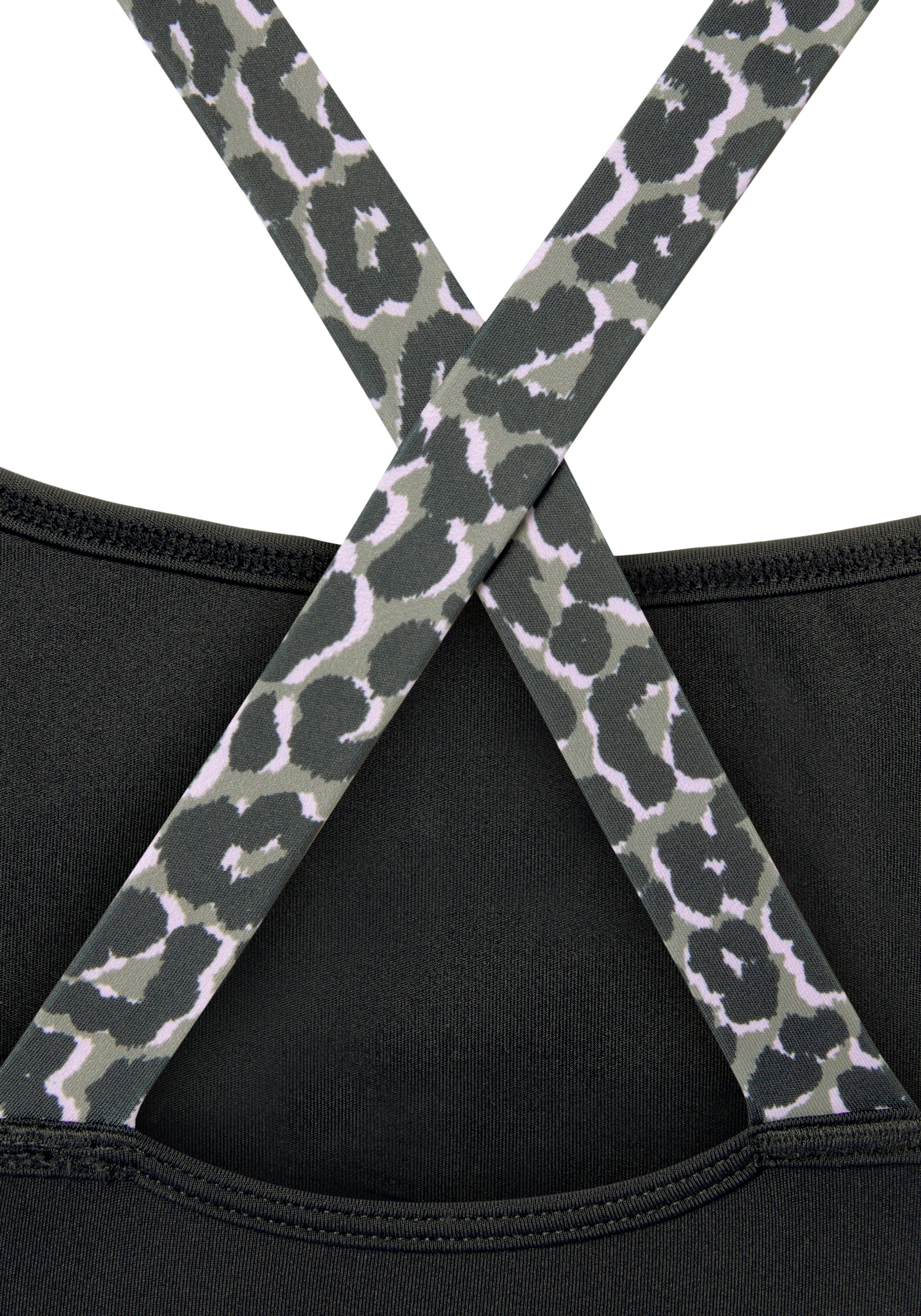 active by Lascana Crop-top -Sporttop Sporttop met gekruiste bandjes in leeuwprint