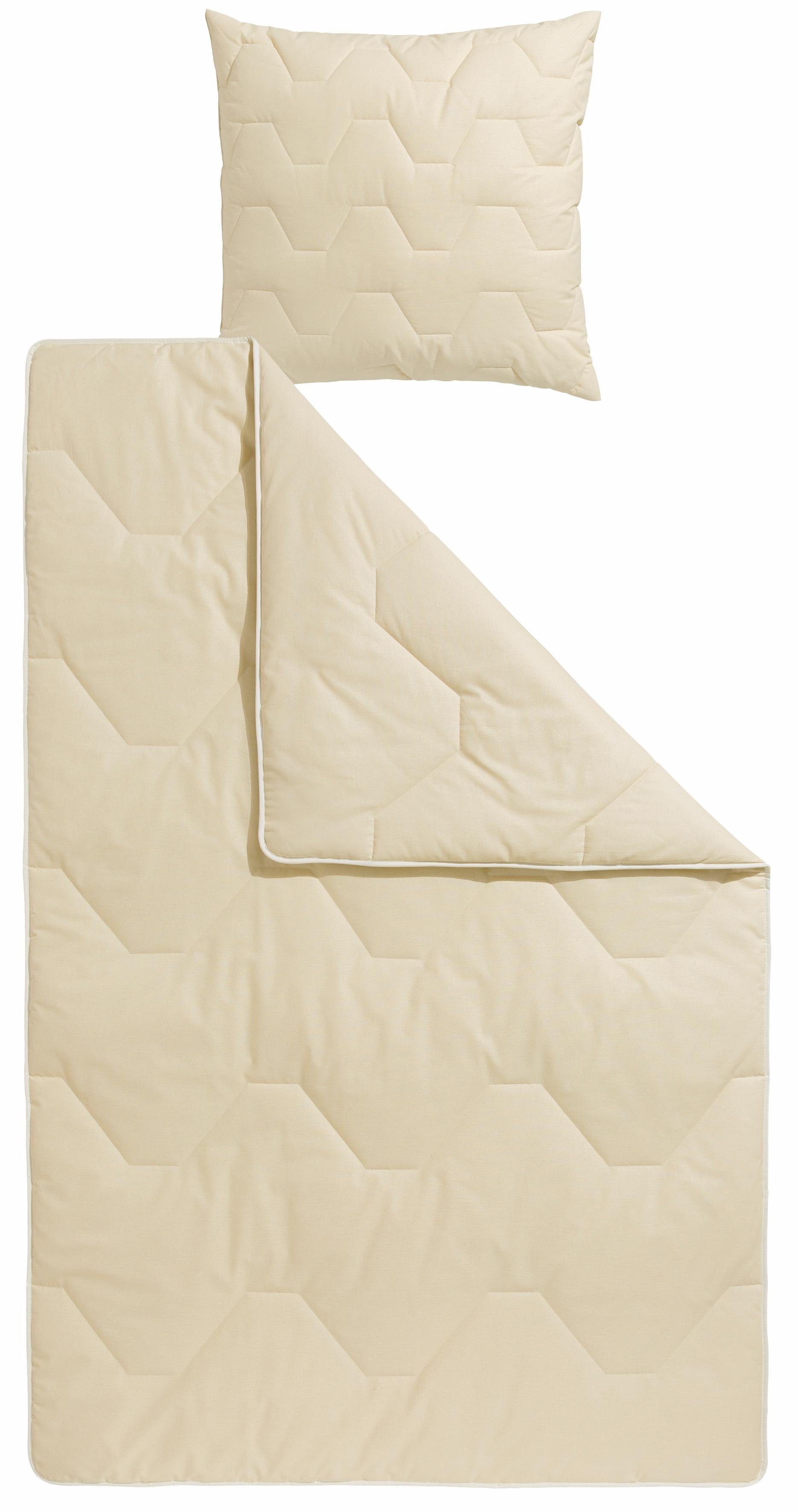 Älgdröm Dekbed van natuurlijke vezels + hoofdkussen Dekbed 135x200 cm, deken van natuurlijke materialen Set met kussen 80 x 80 cm, winter en zomer, Made in Germany (voordeelset)