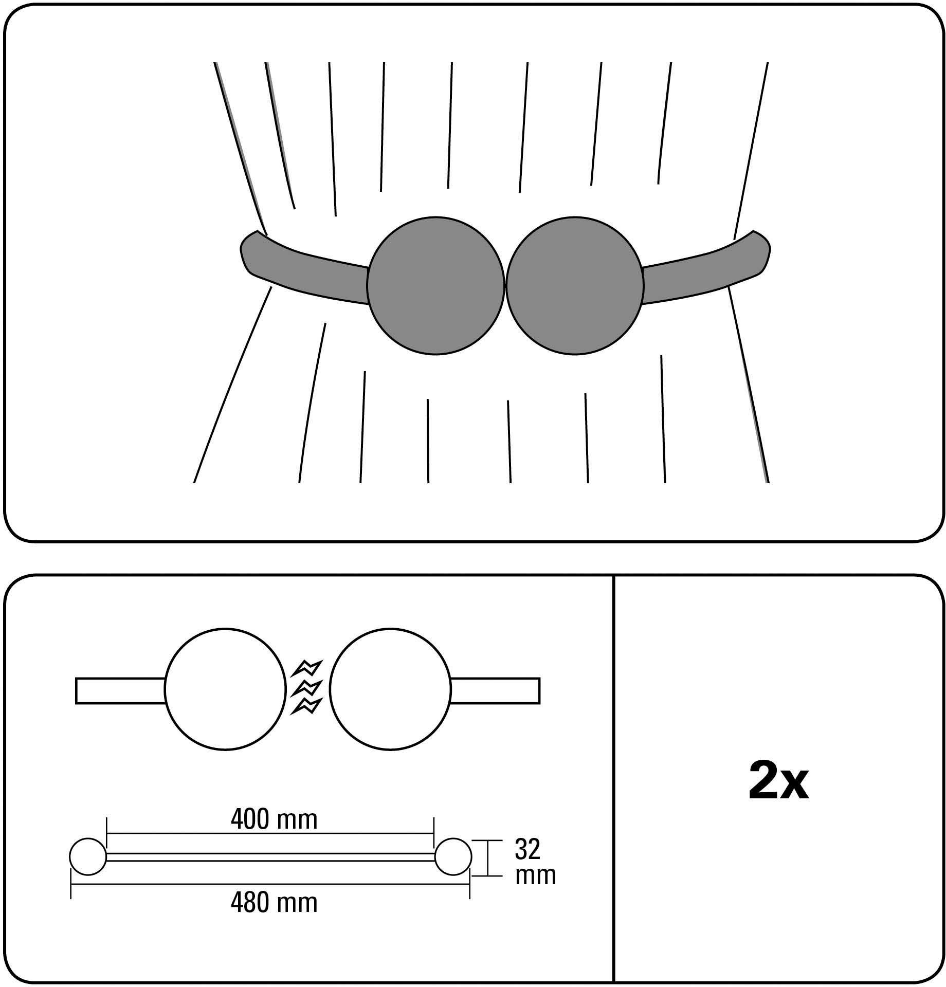 GARDINIA Embrasse Flex-V met magneet veelsoortige aanbrengmogelijkheden (2 stuks)
