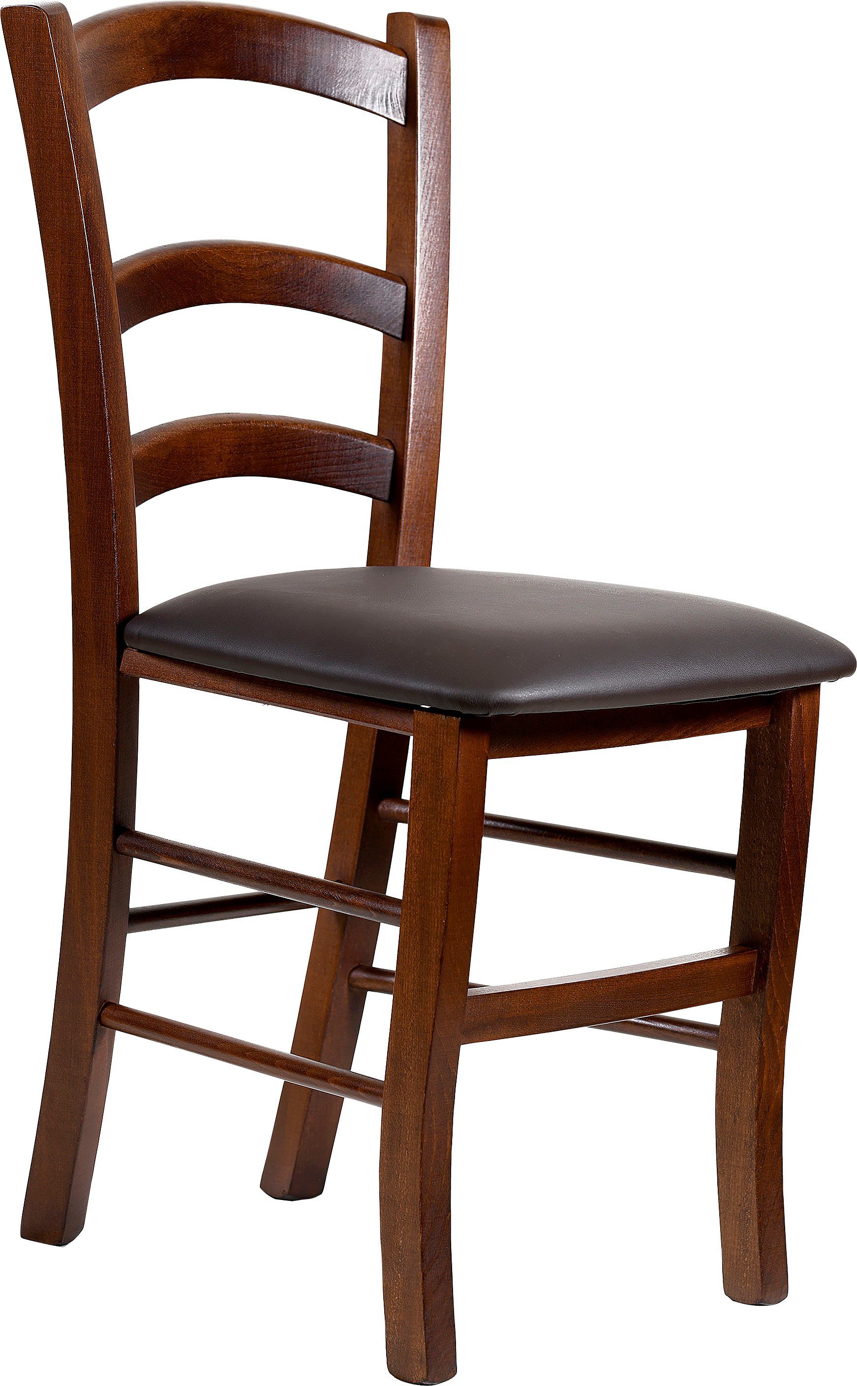 Home affaire Eetkamerstoel Super Paesana Massief beukenhout overtrokken met kunstleer (set, 2 stuks)