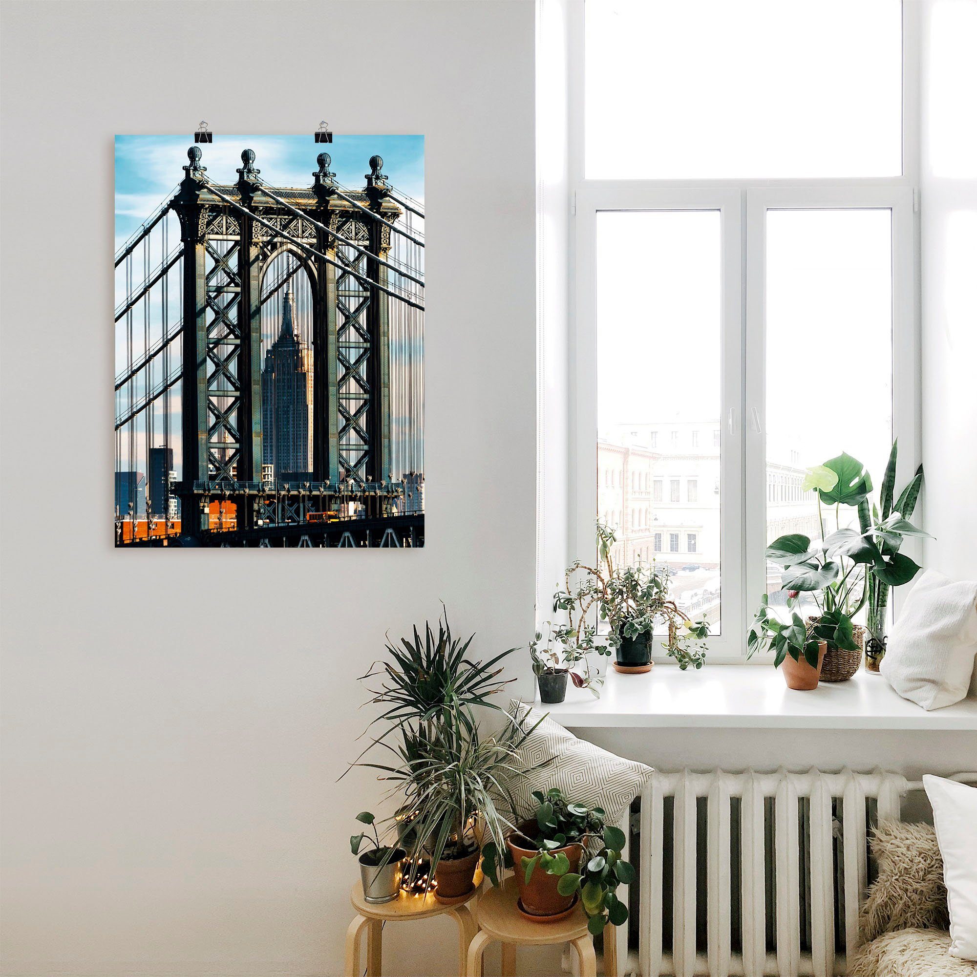 Artland Artprint New York Manhattan Bridge als artprint op linnen, muursticker in verschillende maten