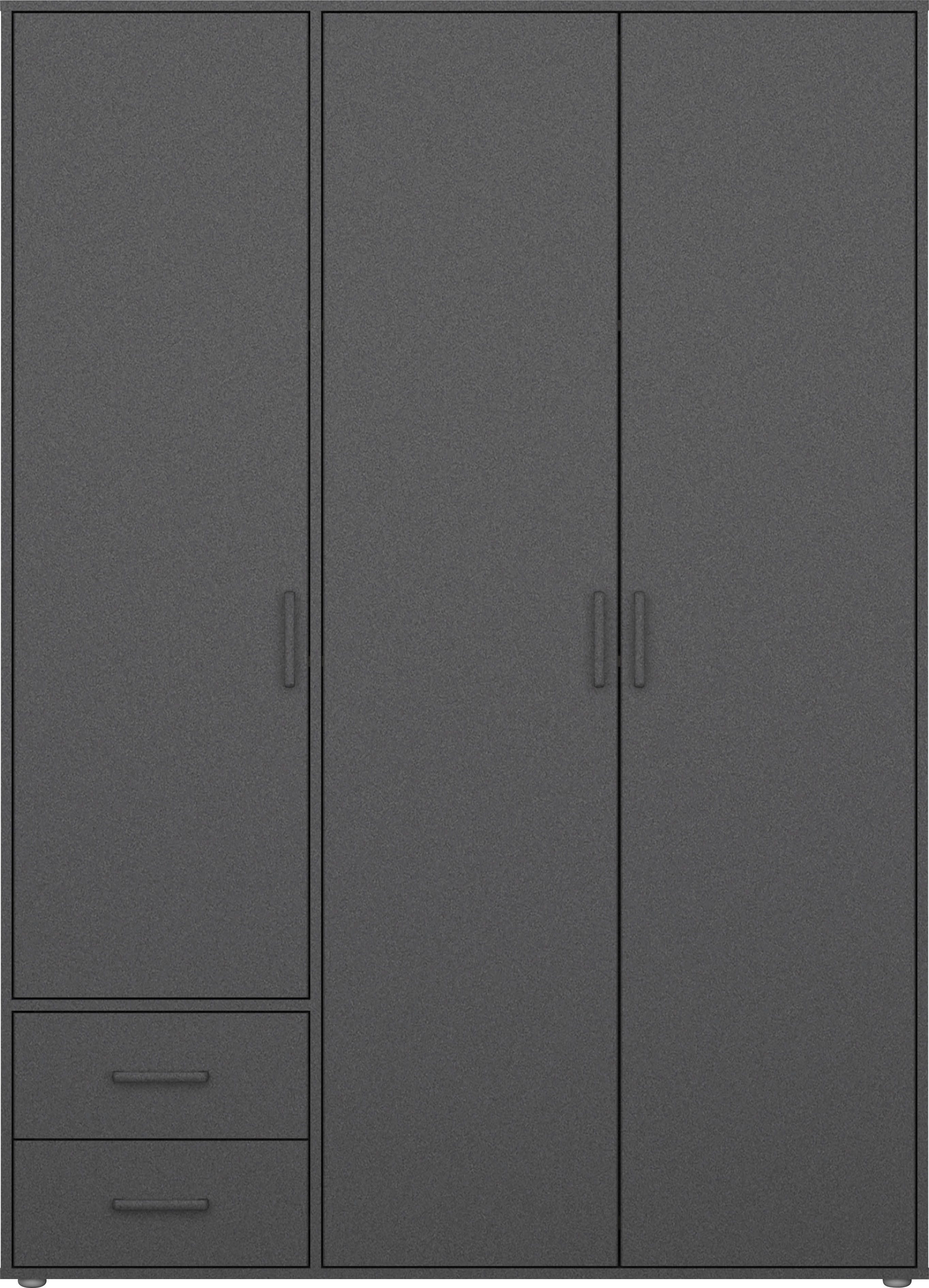 rauch Draaideurkast Kledingkast kast garderobe linnenkast VOYAGER moderne grepen in grijs metallic met buitenlades made in germany