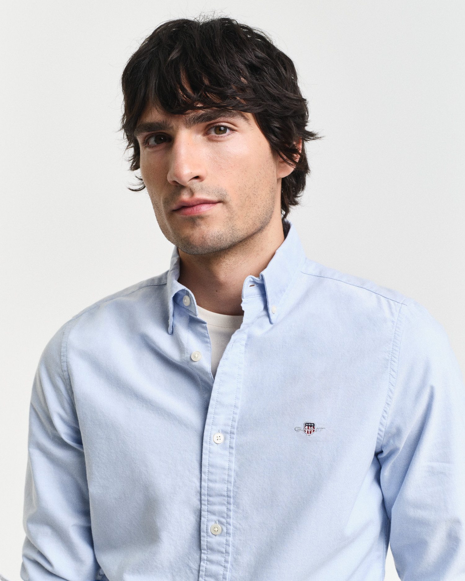 Gant Overhemd met lange mouwen Slim fit Oxford overhemd gestructureerd duurzaam dikker