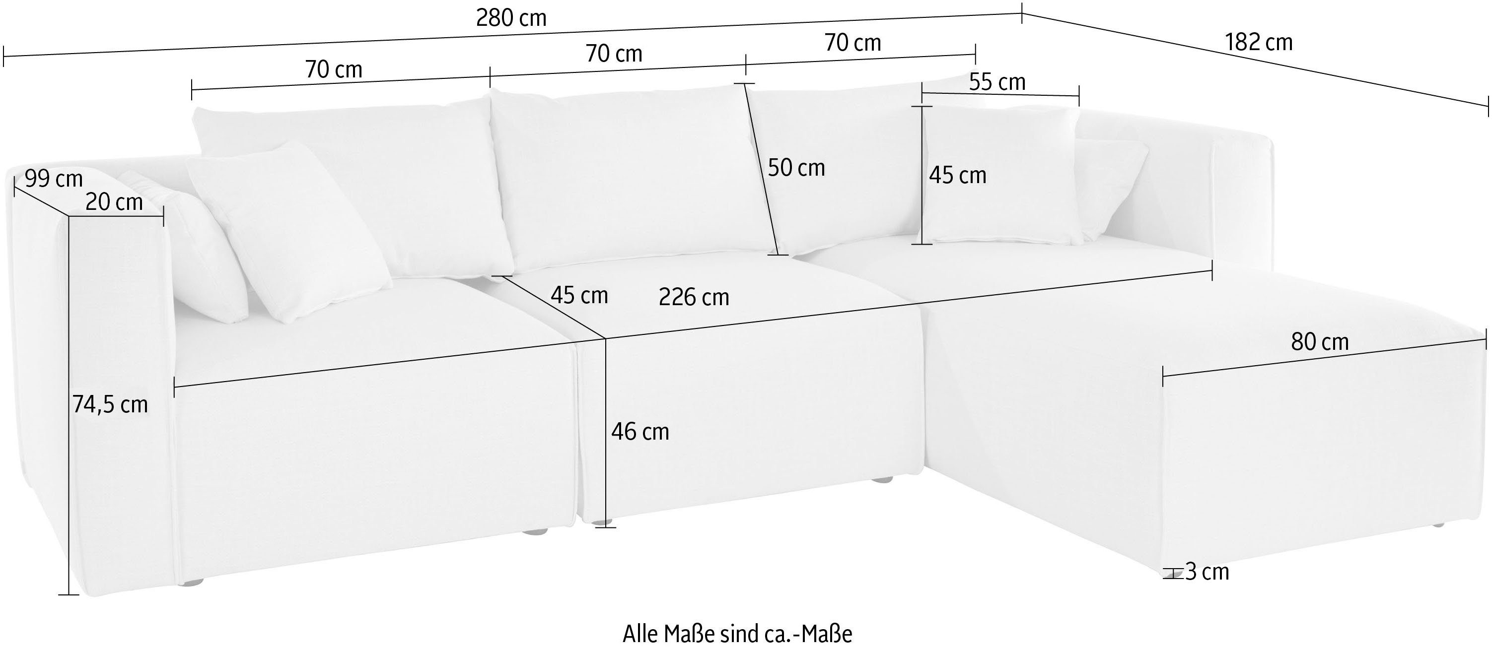 Guido Maria Kretschmer Home&Living Hoekbank Comfine L-vorm samengesteld van modules, 3 stofkwaliteiten en vele kleuren