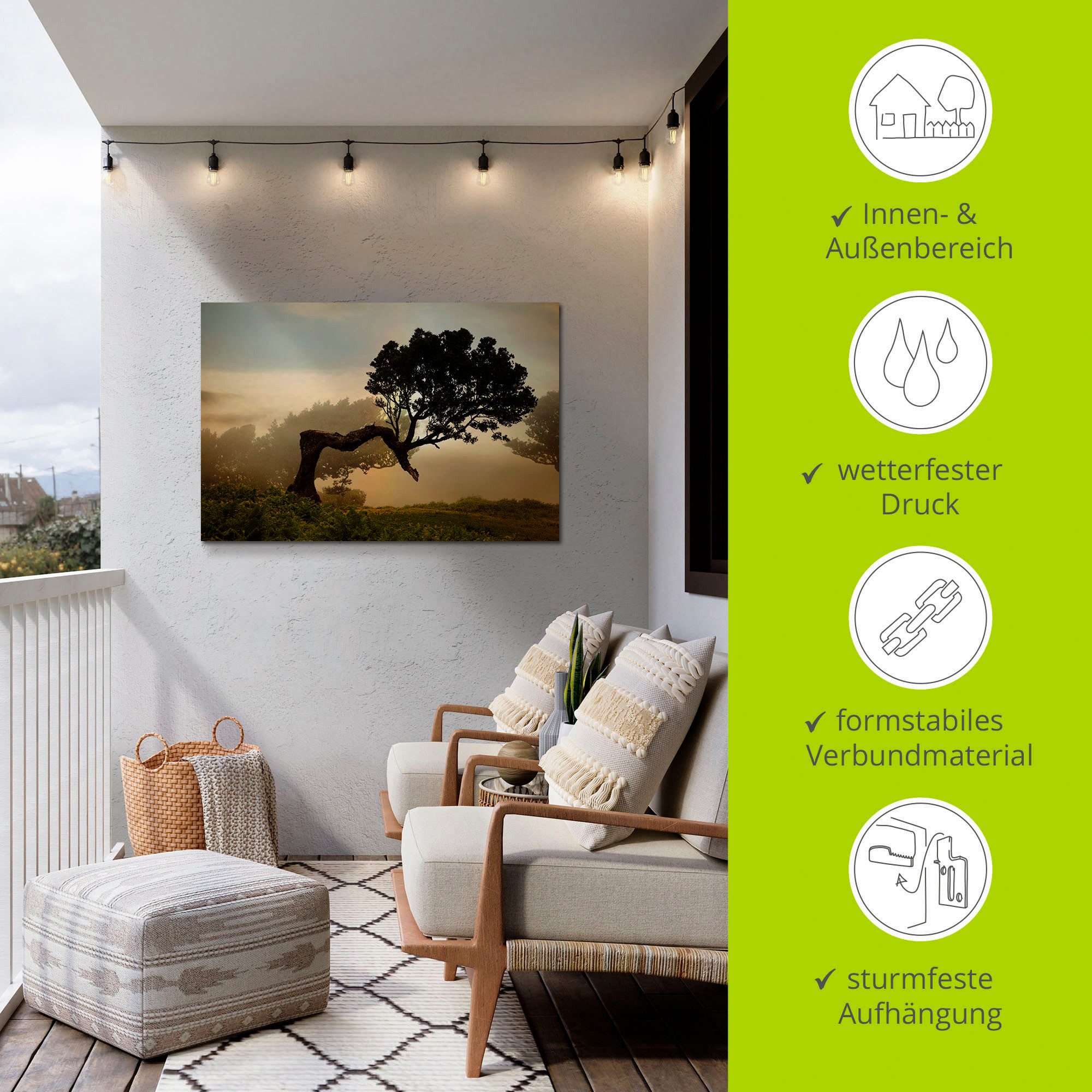 Artland Artprint Laurierboom als artprint van aluminium, artprint voor buiten, artprint op linnen, poster, muursticker
