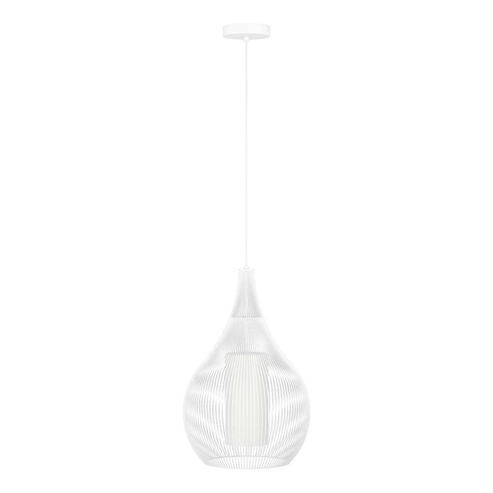 EGLO Hanglamp RAZONI 1 Hanglamp, hanglamp van metaal en glas in wit, E27 fitting (1 stuk)