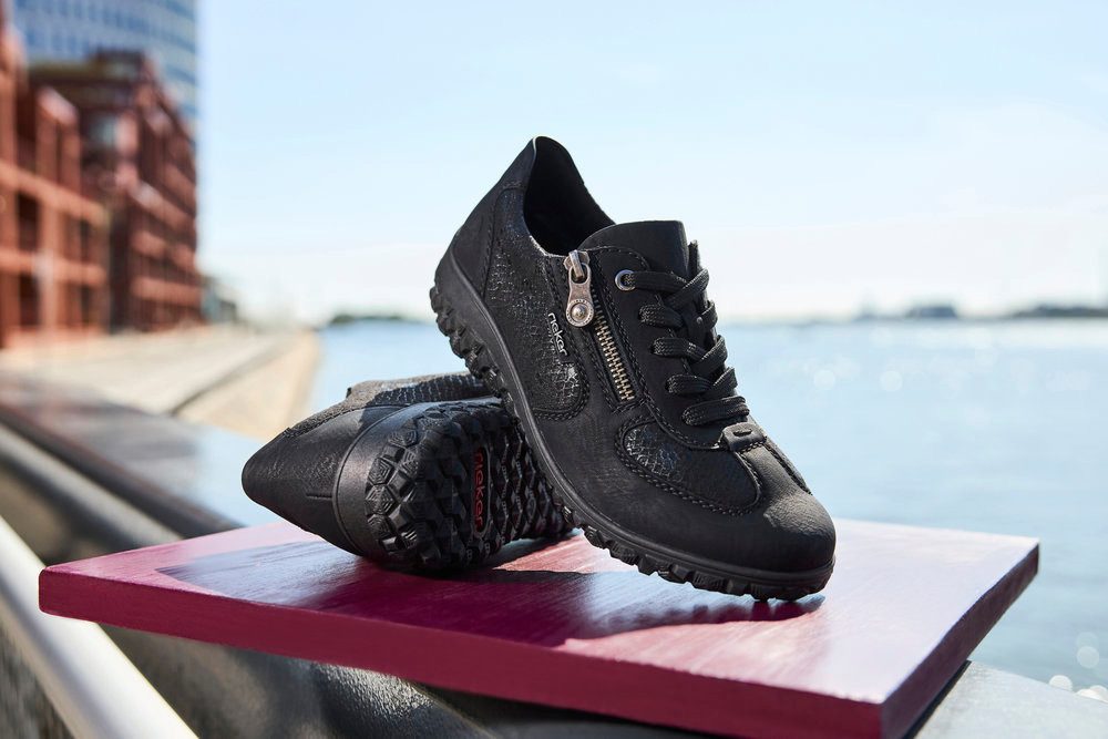 Rieker Sneakers met sleehak Veterschoenen, lage schoen, vrijetijdssneaker met rits