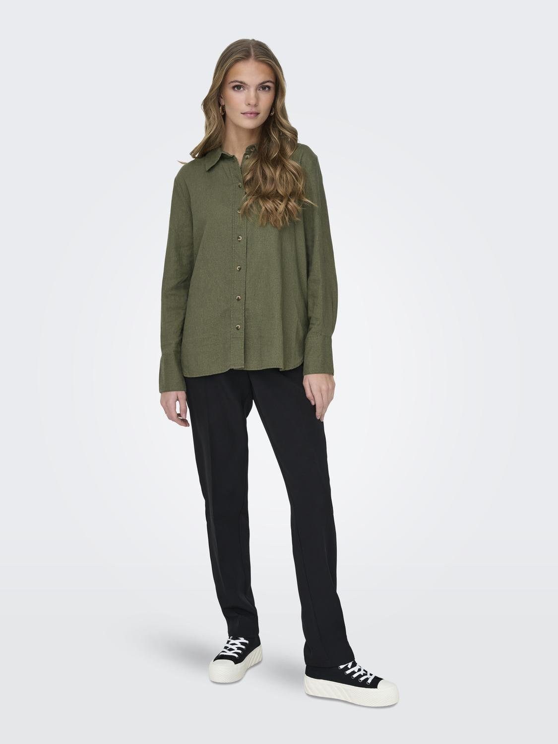 JDY Overhemdblouse JDYSAY L/S LINEN LOOSE SHIRT WVN NOOS
