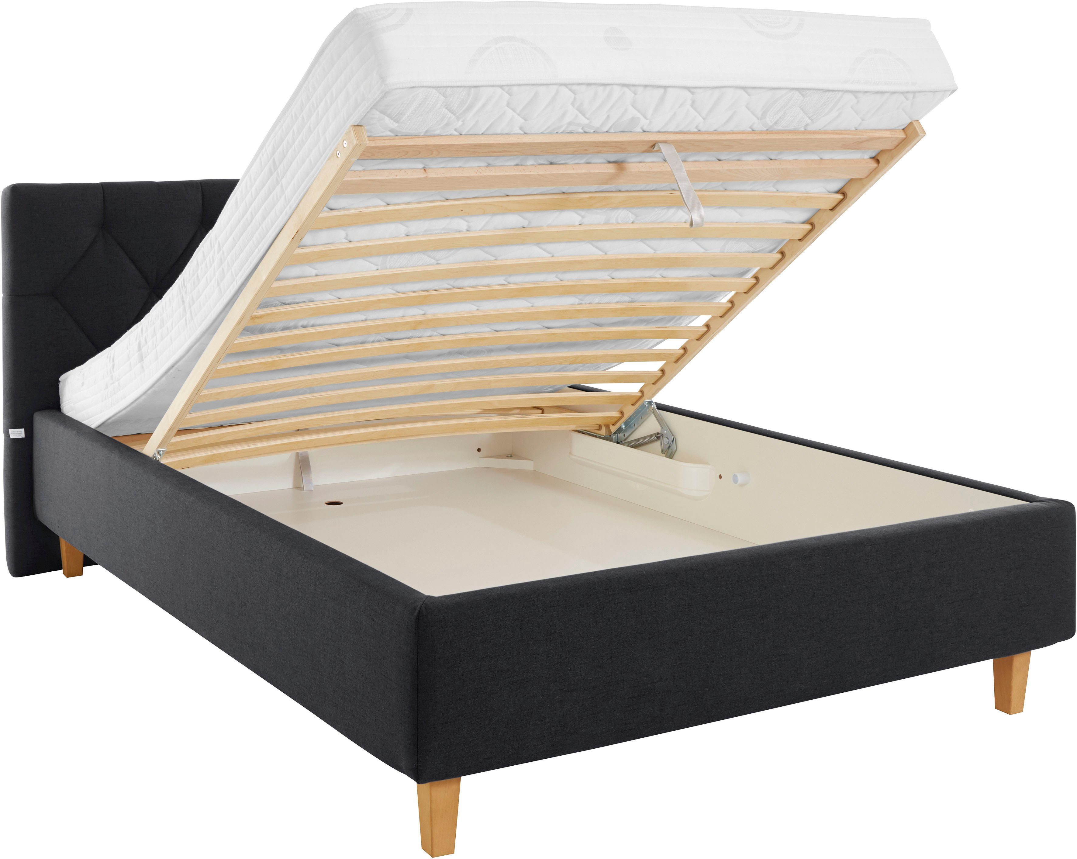 Guido Maria Kretschmer Home&Living Gestoffeerd bed Sunley 100 Kruisstiksel, hoofdbordhoogte 102 cm, zonder of met matras/lattenbodem