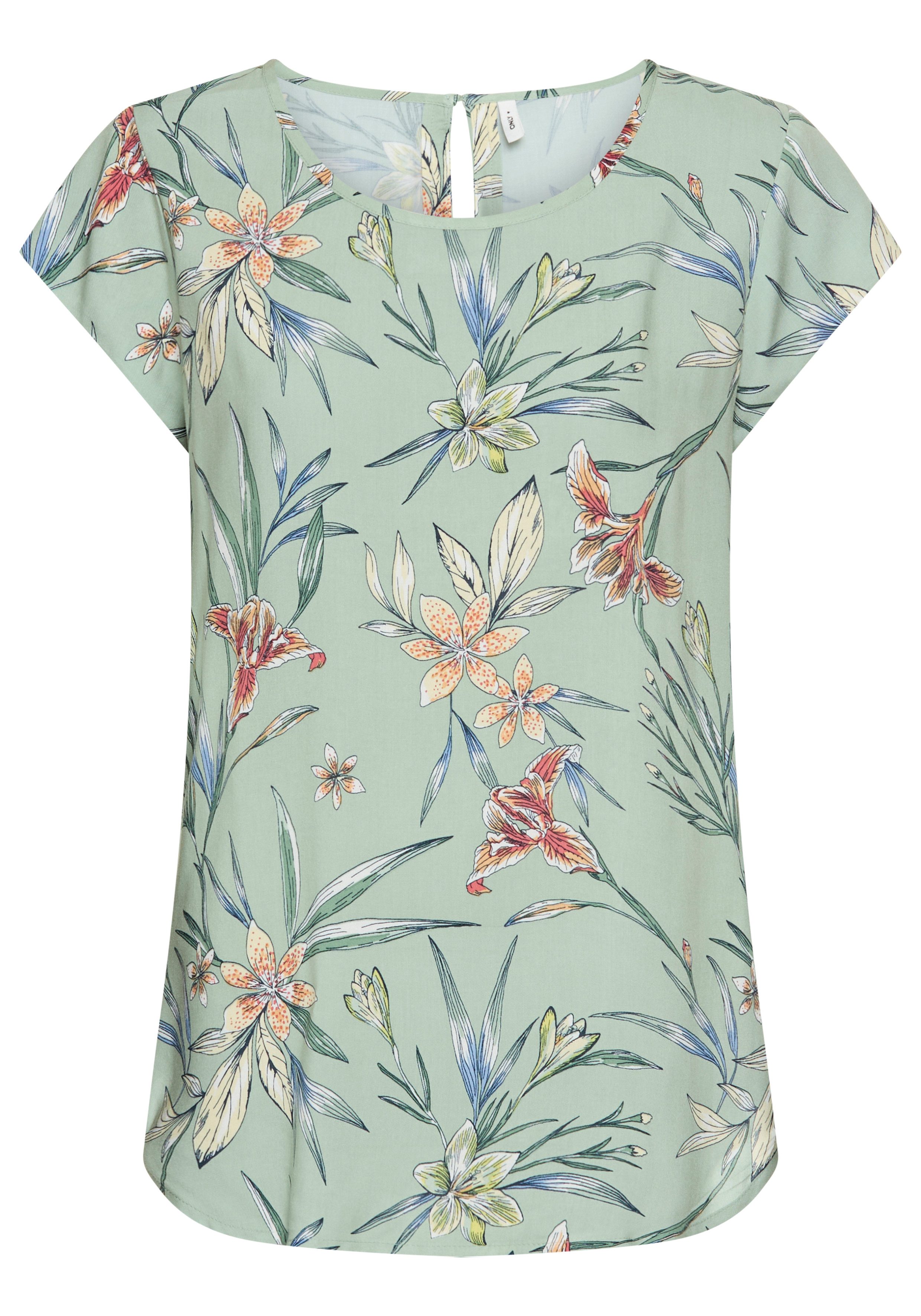 Only Shirtblouse ONLNOVA LIFE S/S TOP AOP PTM dames blouseshirts maat 38 groen