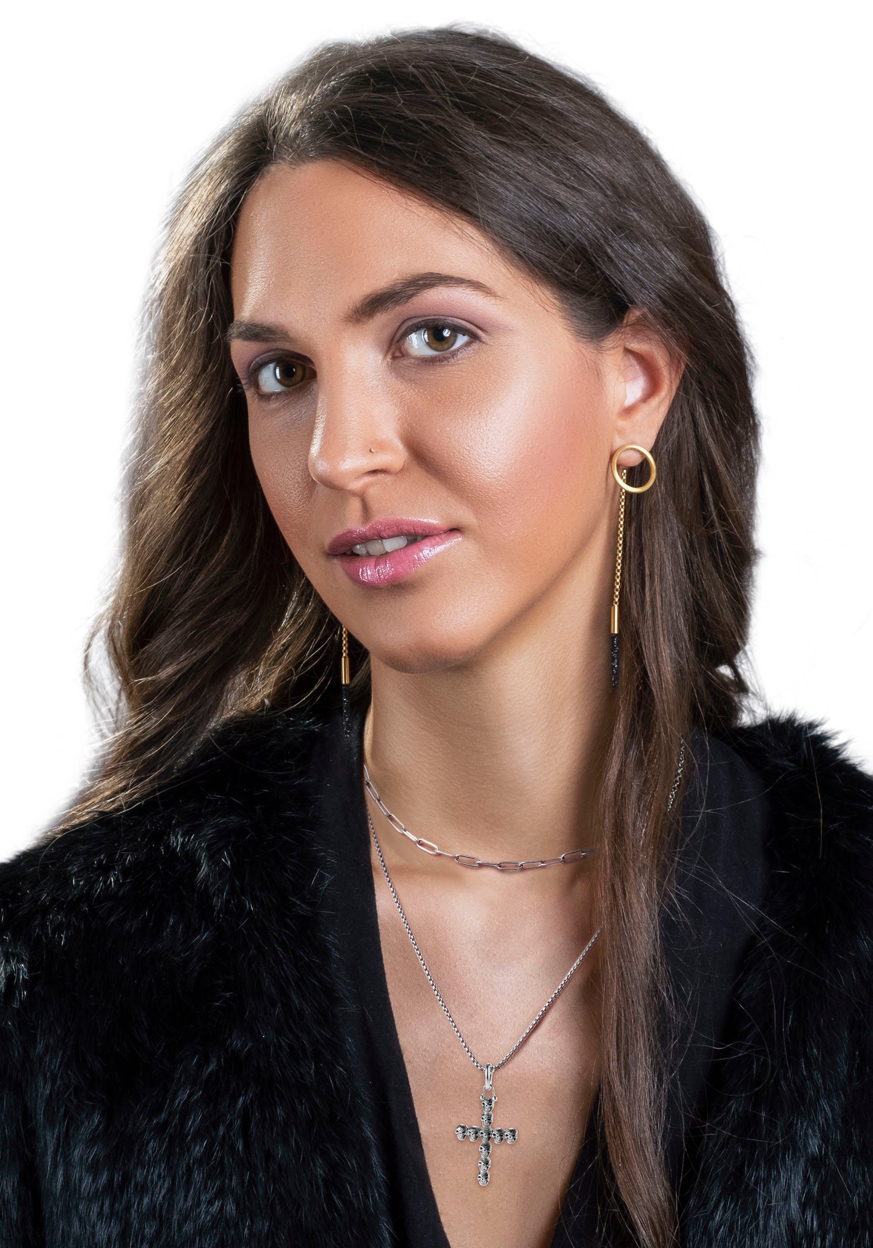 Firetti Ketting met hanger Sieraad cadeau schedel kruis (set, 1-delig)