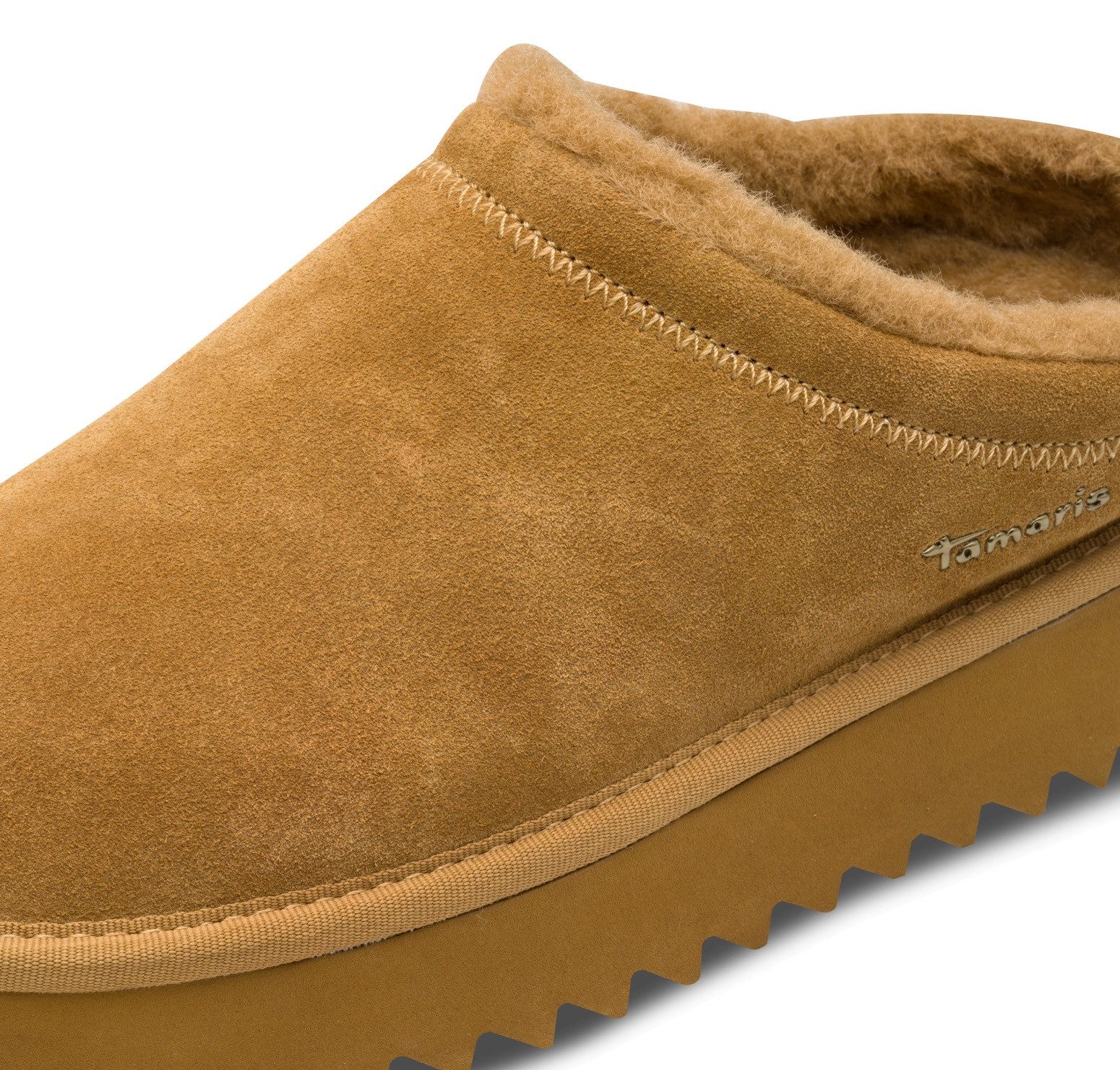 Tamaris Pantoffels , clogs, comfortabele schoen met imitatiebontkraag