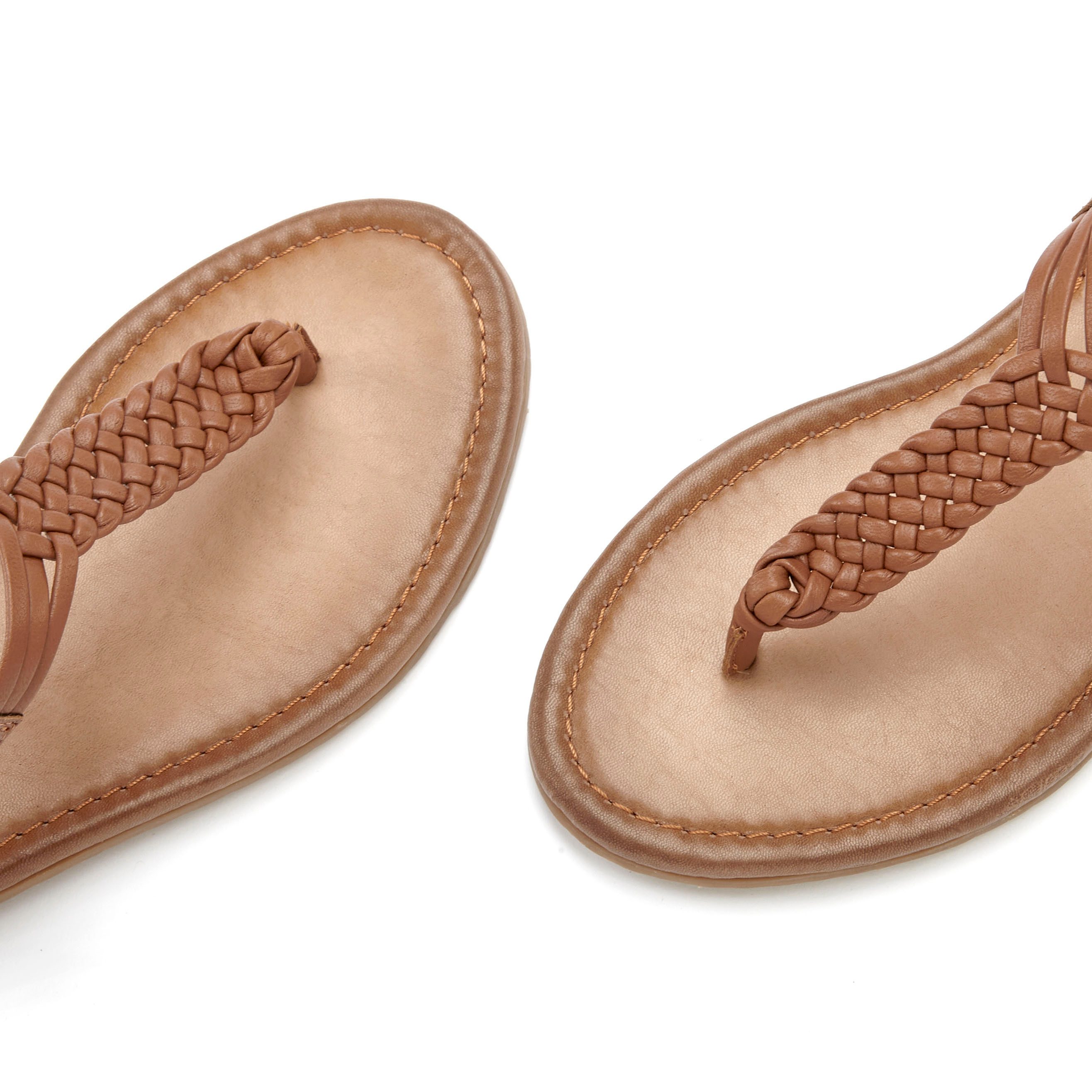 Vivance Teenslippers Sandalette, zomerschoen, sandaal van leer met vlecht-look