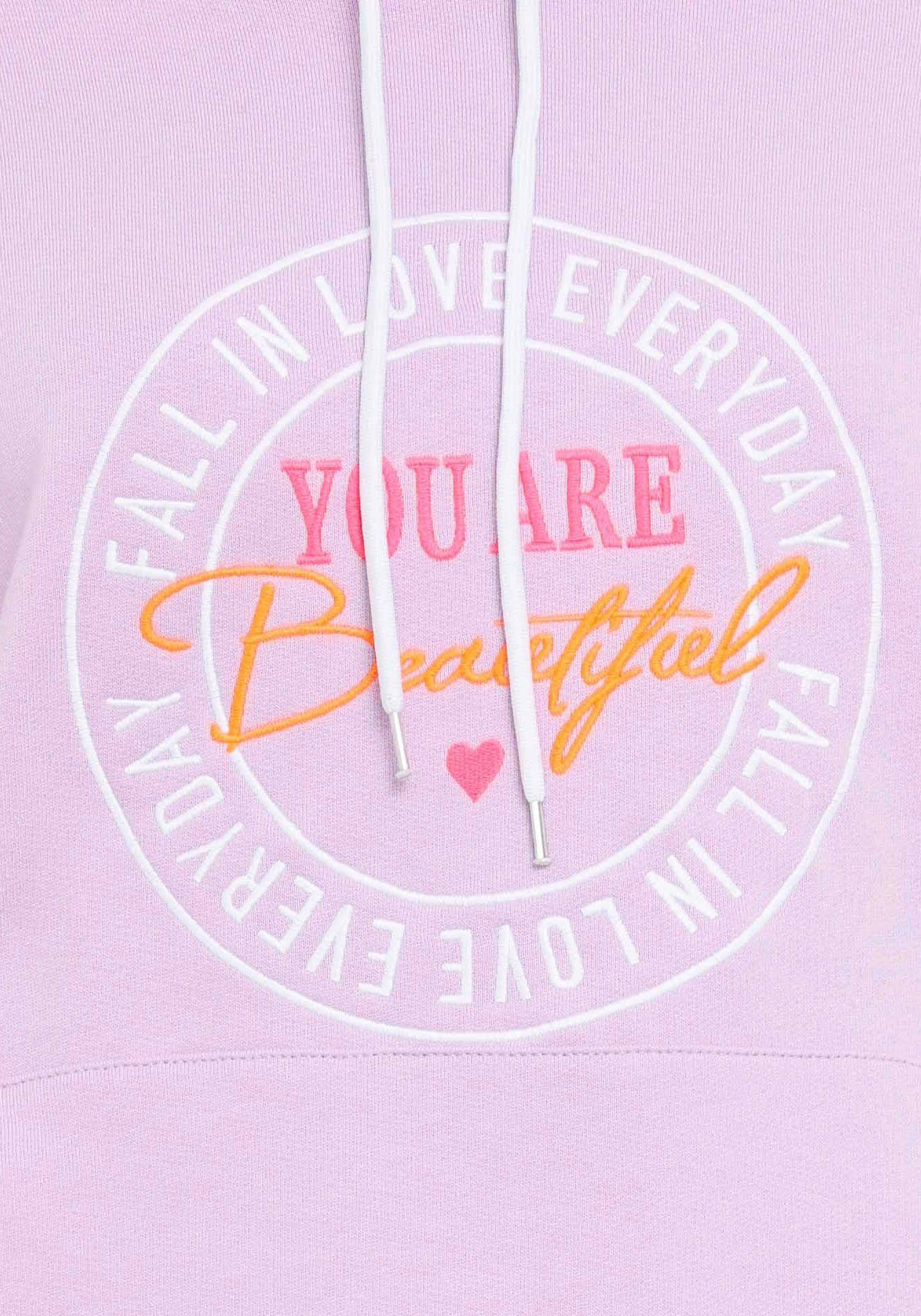 Zwillingsherz Hoodie met "you are beautiful"-borduursel en opdruk op de rug